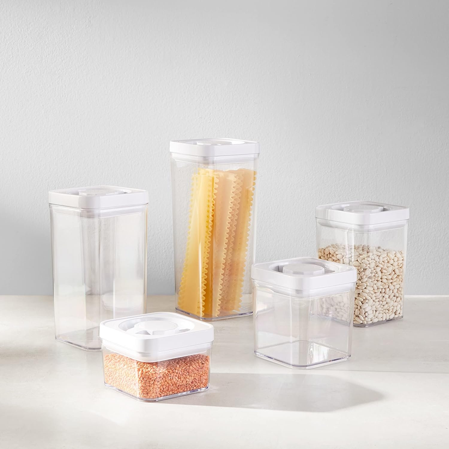 Amazon Basics Airtight Food Storage Containers, BPA Free, Dishwasher Safe, with Twist/Turn Lids, for Kitchen Pantry Organization, 10-Piece Square Set, Clear Plastic - Image 10