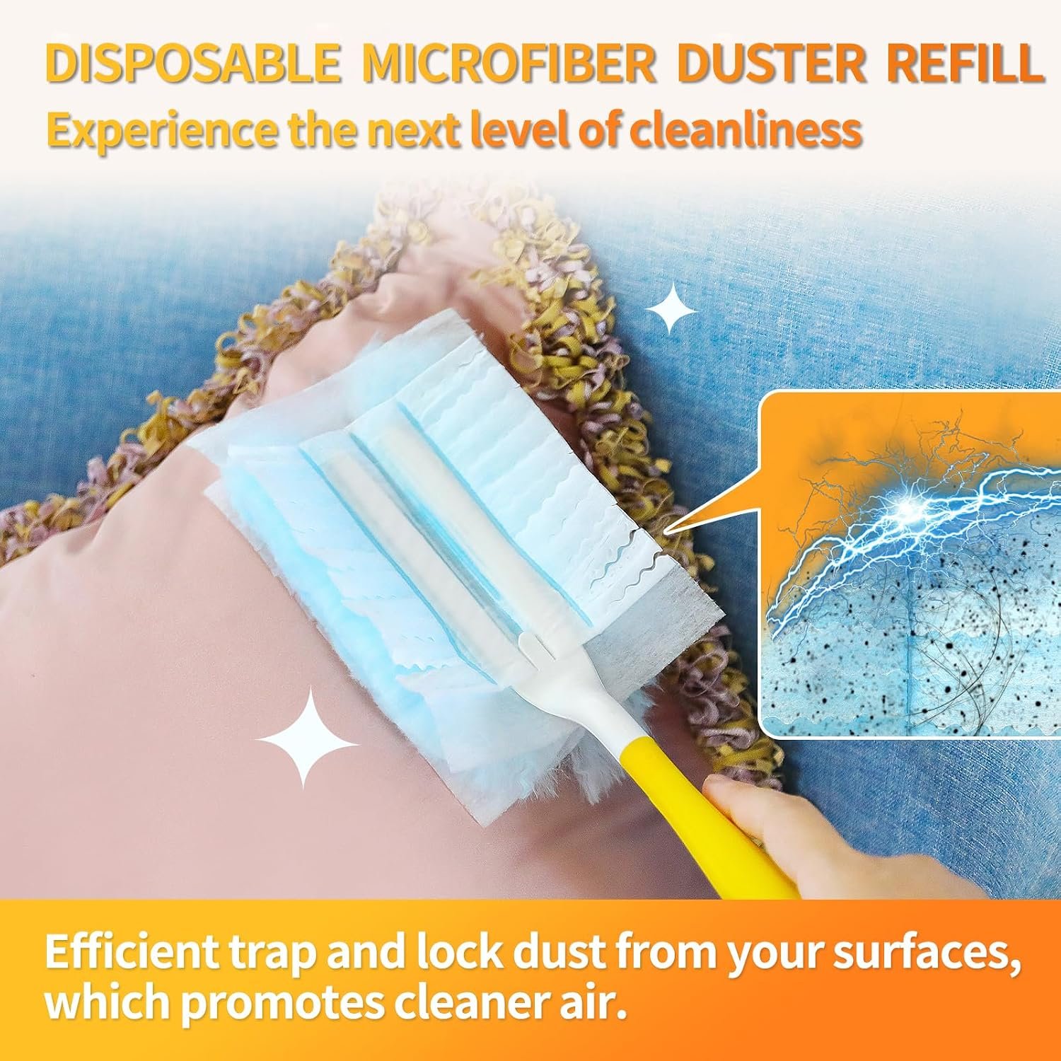 60 Count Electrostatic Duster Refills Compatible with Swiffer Duster, Multi-Surface Dusting Refills, Microfibre Dusters for Cleaning, Unscented - Image 3