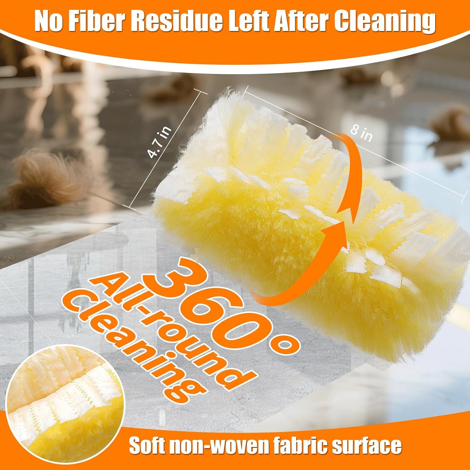 50 Count 360° Heavy Duty Duster Refills Compatible with Swiffer, Larger Size-Extra Thick Electrostatic Disposable dusters Refill for Electronics, Furniture, Blinds, Ceiling Fans, Unscented - Image 3