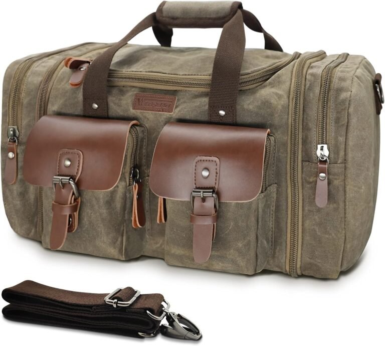 Wildroad Waxed Canvas Duffle Bag - 50L Weekender Overnight Travel Bag