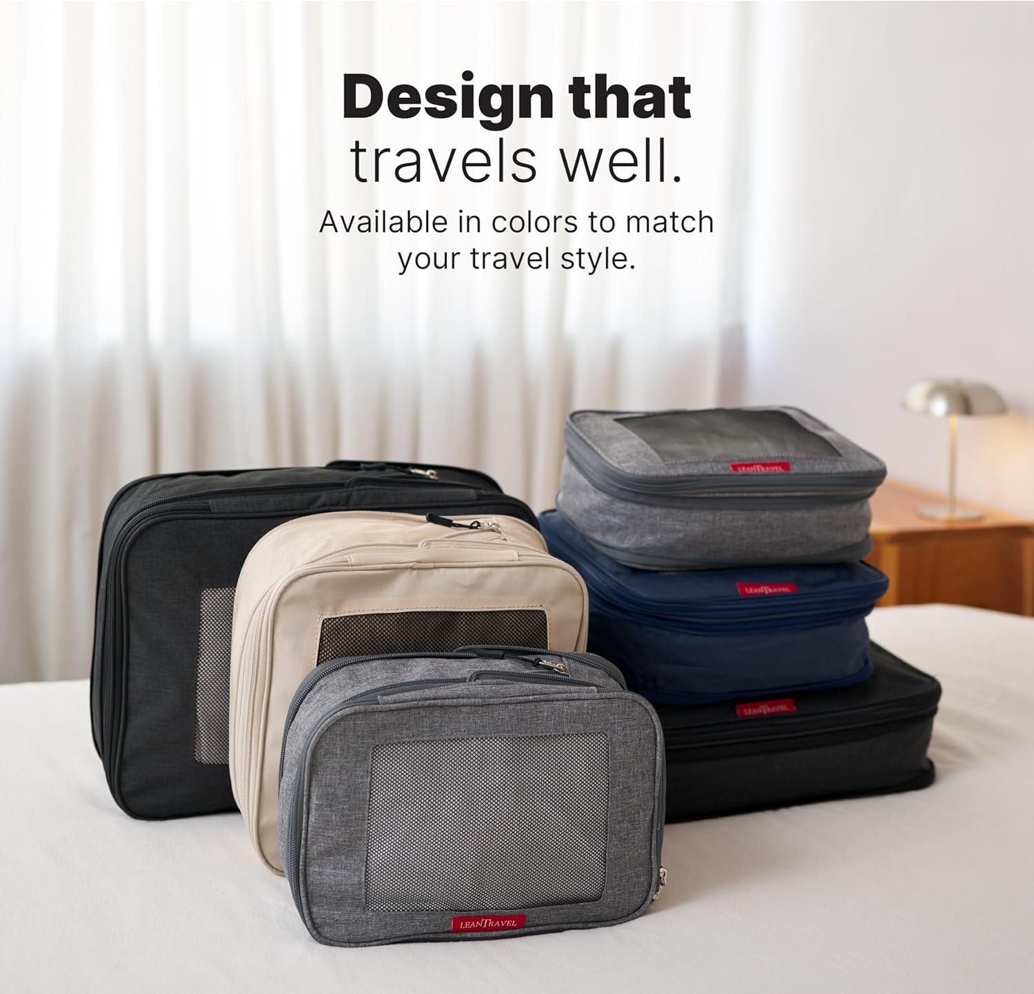 LeanTravel Premium Compression Packing Cubes for Travel - Suitcase Organizer Bags with Double Zipper & Breathable Mesh Panel - Space Saving Carry On Luggage Essentials (6-Pack, Grey) - Image 7