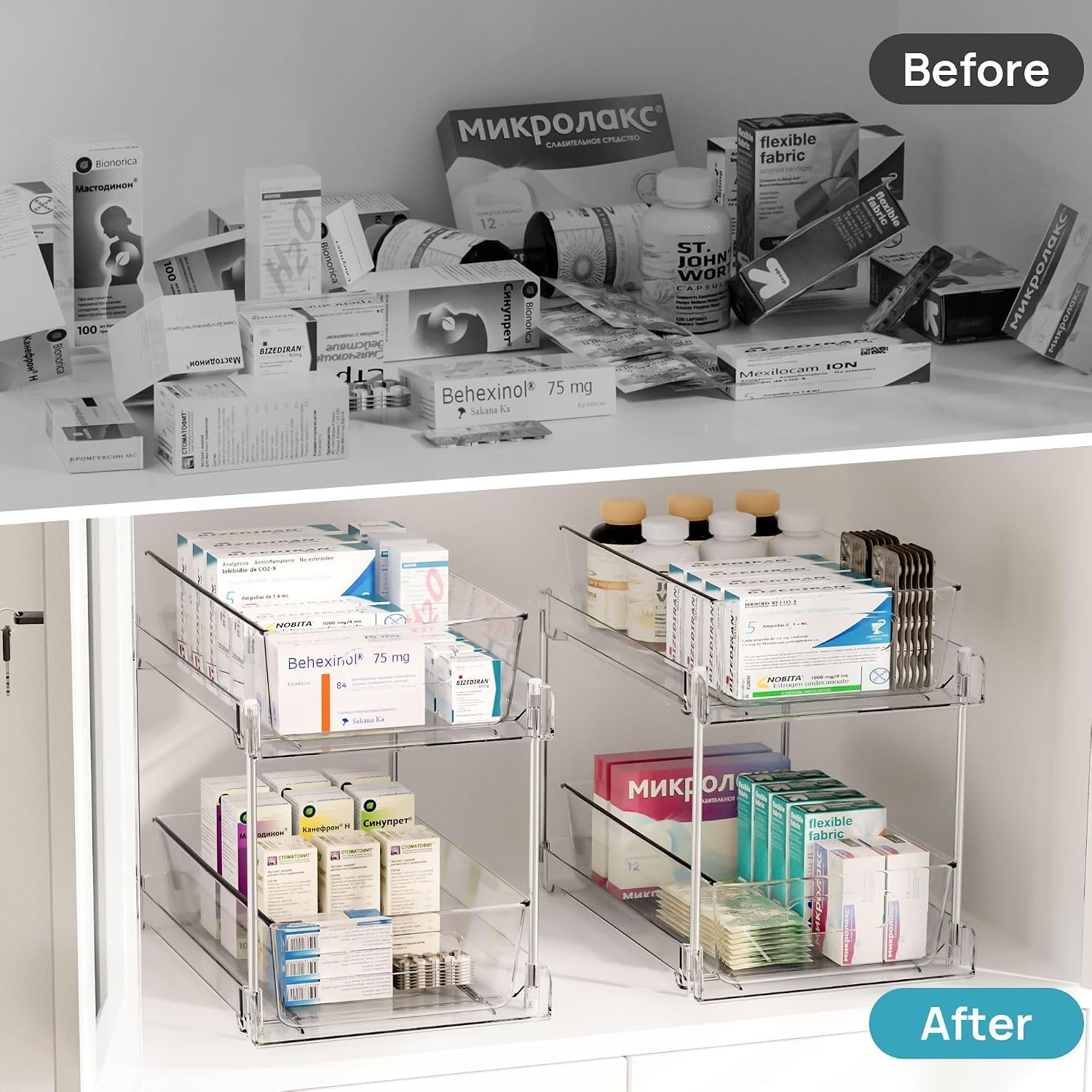 Vtopmart 4 Pack Pull Out Bathroom Under Sink Organizer (S-Standard) - Image 7
