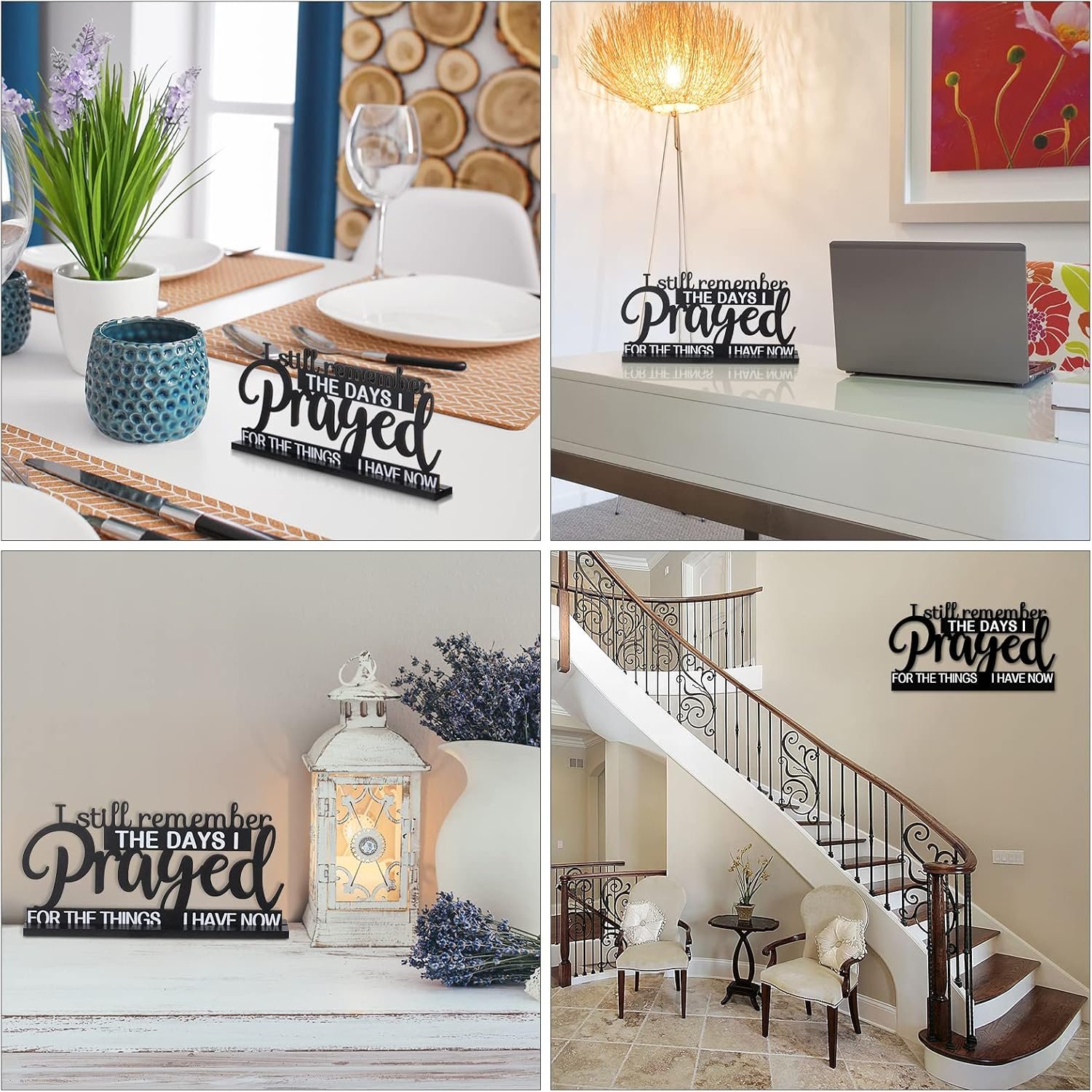 Jetec Remember Prayed Sign Wood Blessed Table Decor, Classic Style - Image 4