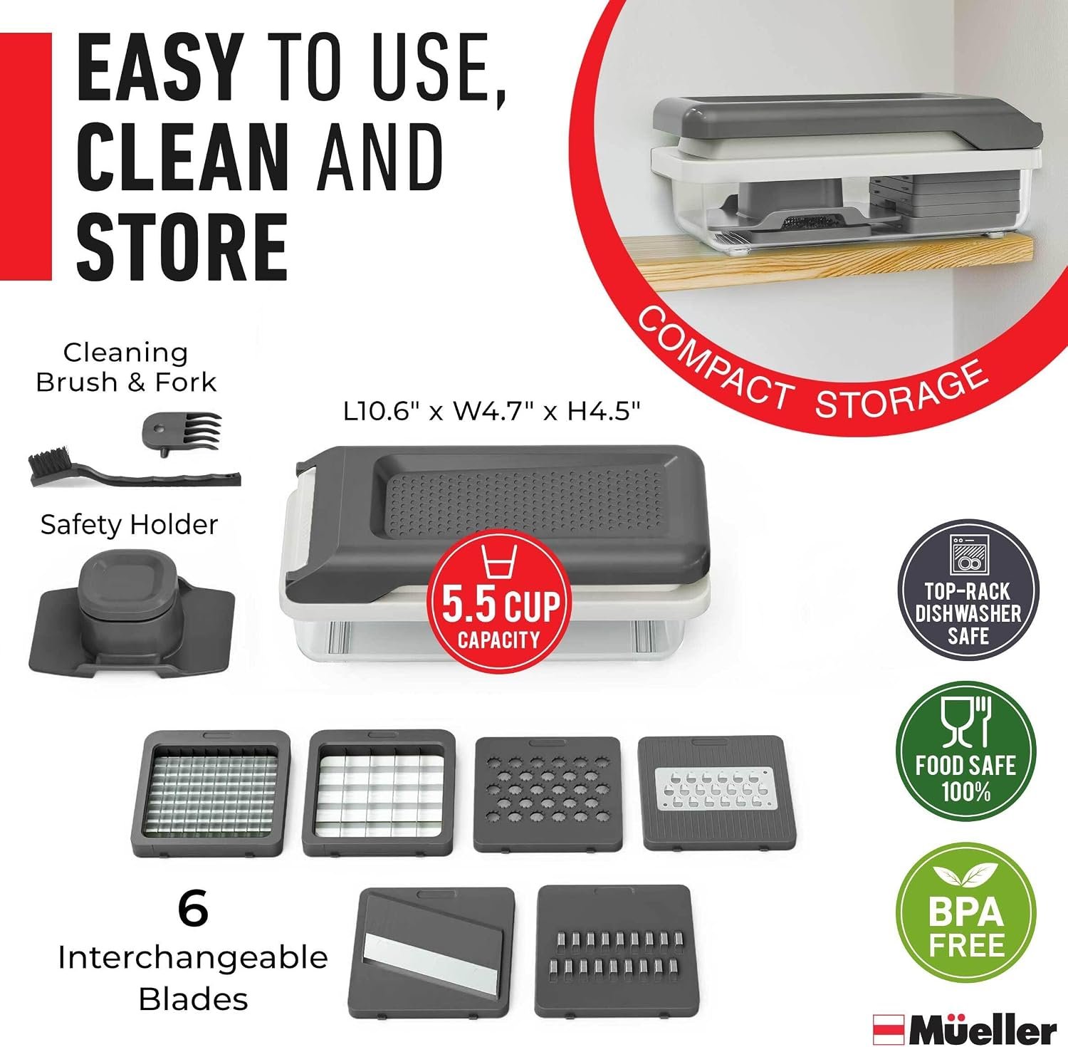 Mueller Vegetable Chopper Mandoline Slicer, Food Veggie Chopper - Image 6