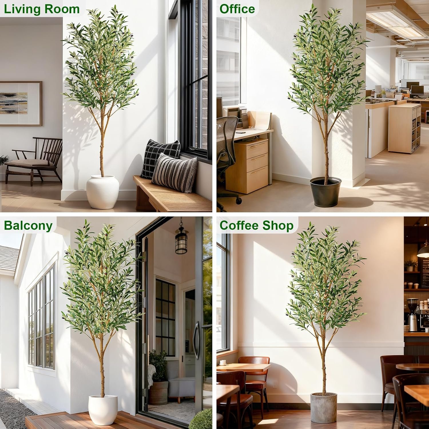 Tall Fake Olives Trees Large Artificial Olive Tree Indoor Outdoor Realistic Floor Plant Faux Flowers Plants for House Home Living Room Bedroom Office Front Porch Modern Farmhouse Boho Decor - Image 8