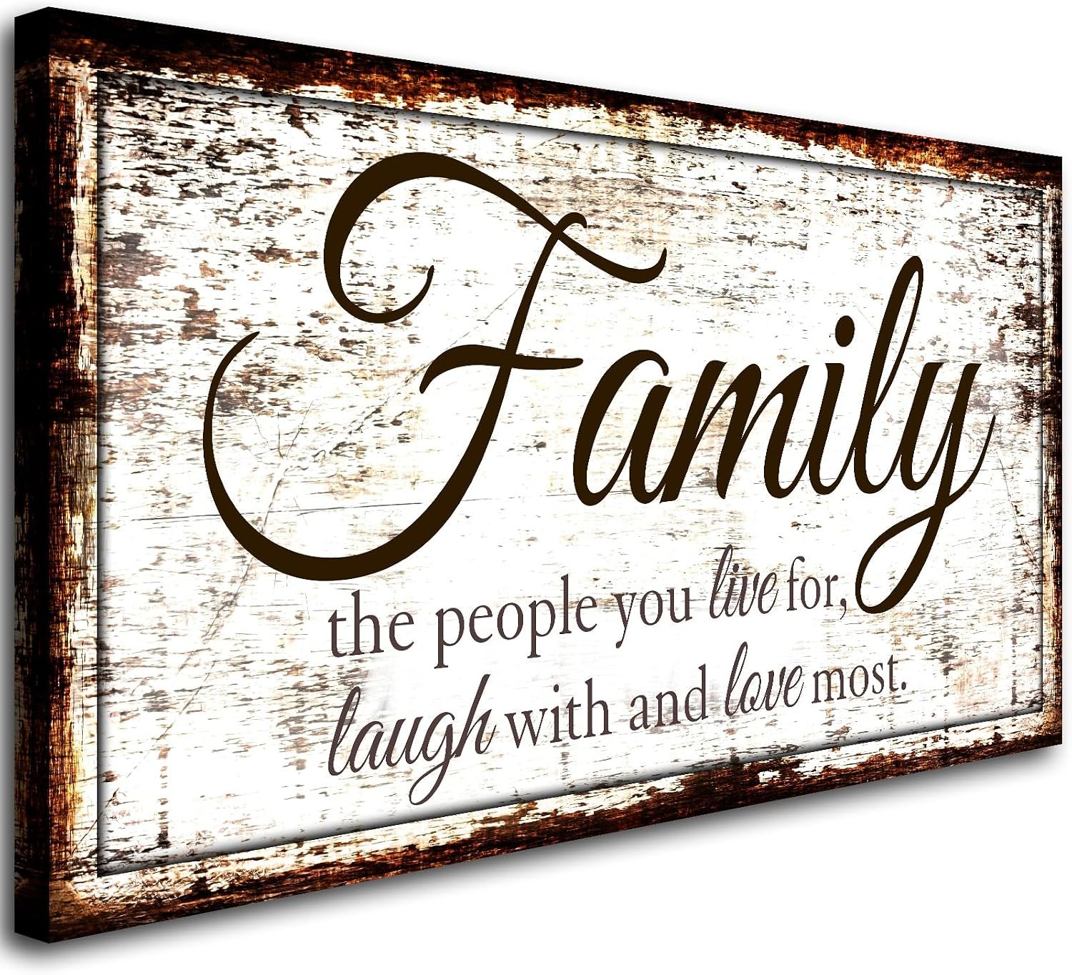 Family Quote Wall Art Living Room-Family Wall Decor-Inspirational Motto Family Love Most Canvas Wall Art-Rustic Farmhouse Canvas Prints Painting Artwork for Bedroom,Home Decor,Ready to Hang 20"x40"