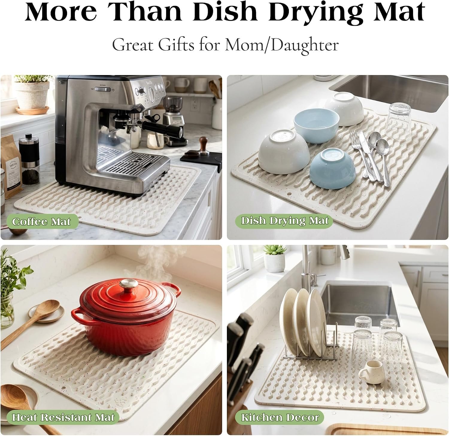CAKETIME 2 Pack Multicolor Silicone Dish Drying Mat for Kitchen Counter Dining Placemats Heat Resistant Shower Caddy Waterproof Coffee Bar Refrigerator Liners Essentials Home Decor Must Haves 2026 - Image 4