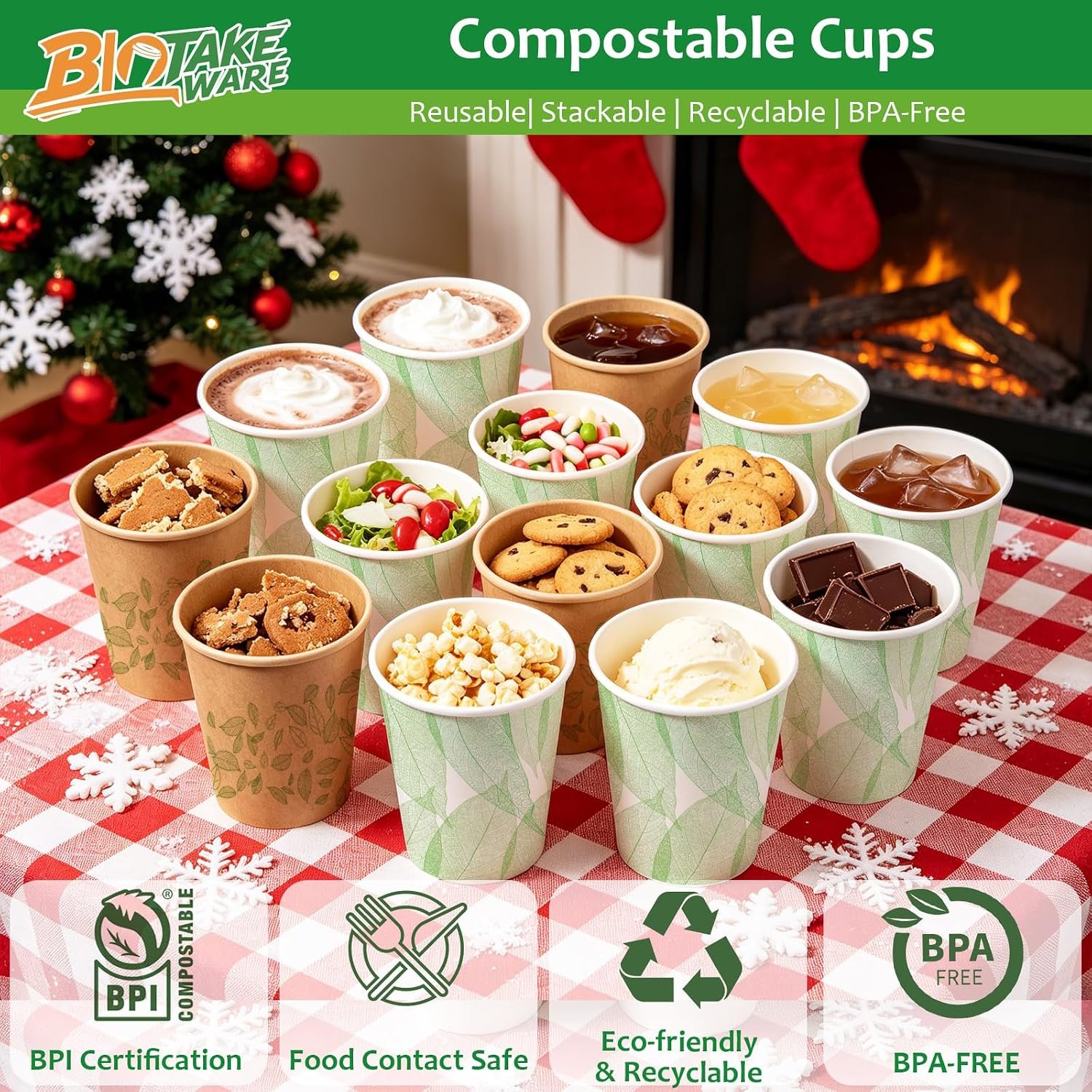 12oz 240Count Compostable Paper Cups, Plant-Based Disposable Coffee Cups with PLA Lining, Perfect for Hot & Cold Drinks, Coffee, Party, Office & Daily Use - Image 5