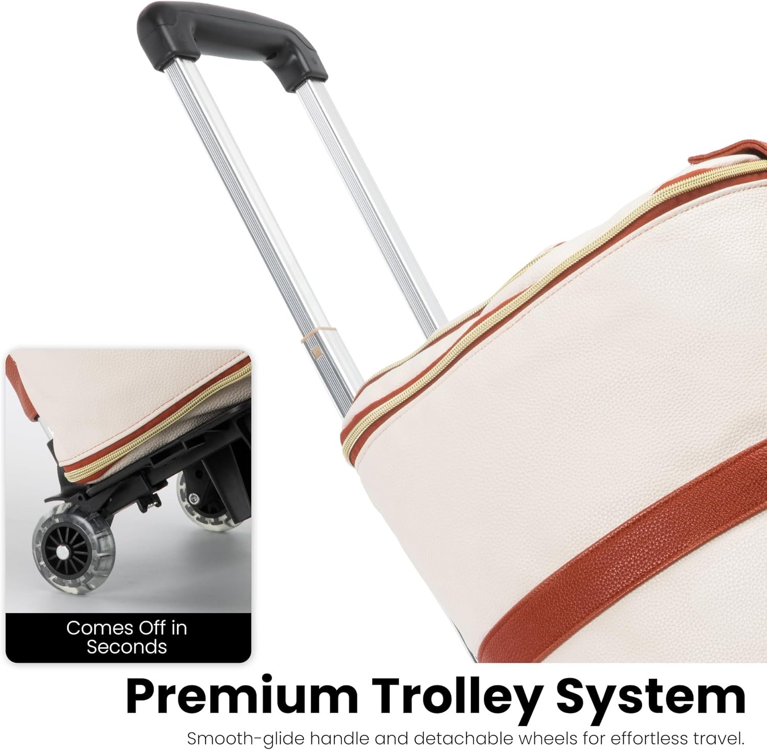 Luhxe Travel Convertible Carry On Garment Roller Bag 2.0 with Shoe Pouch & Detachable Shoulder Strap – Improved Zipper and reinforced straps - Snow - Image 3