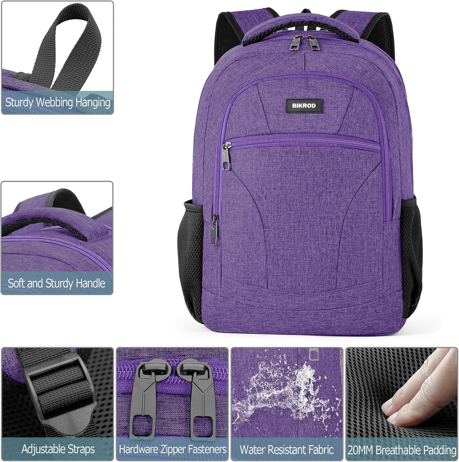 BIKROD Backpack for Girls Women, School Backpack for Teen Boys, Lightweight Casual High School Bookbag, Daily-use Travel Laptop Backpack Fits 15.6 Inch Notebook - Image 3