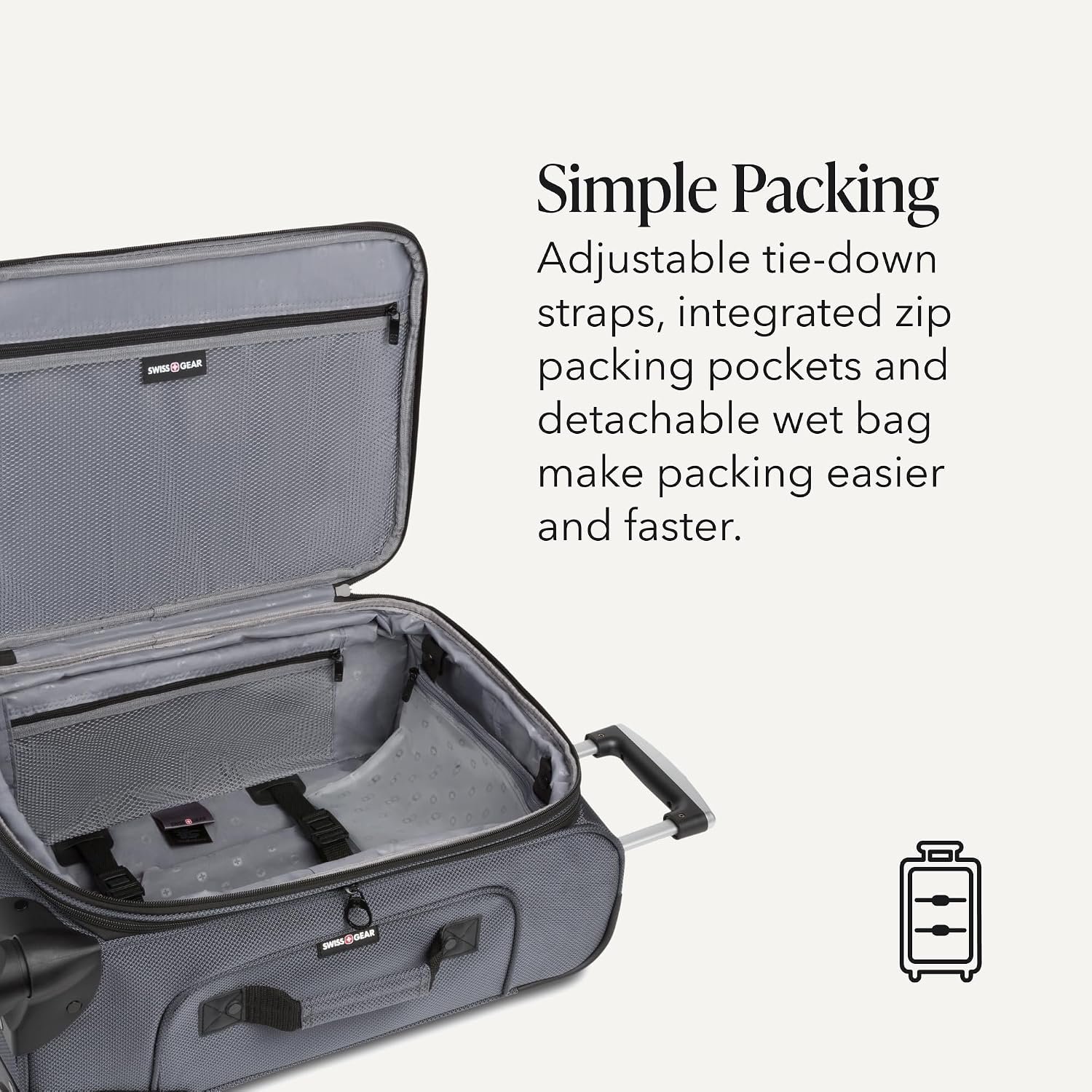 SWISSGEAR Sion Carry-On Spinner Luggage, Softside Expandable, Lightweight Suitcase, Dark Grey, 22.75-Inch - Image 3