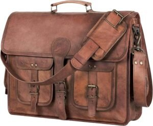 Leather Messenger Bag 18 inch Brief...