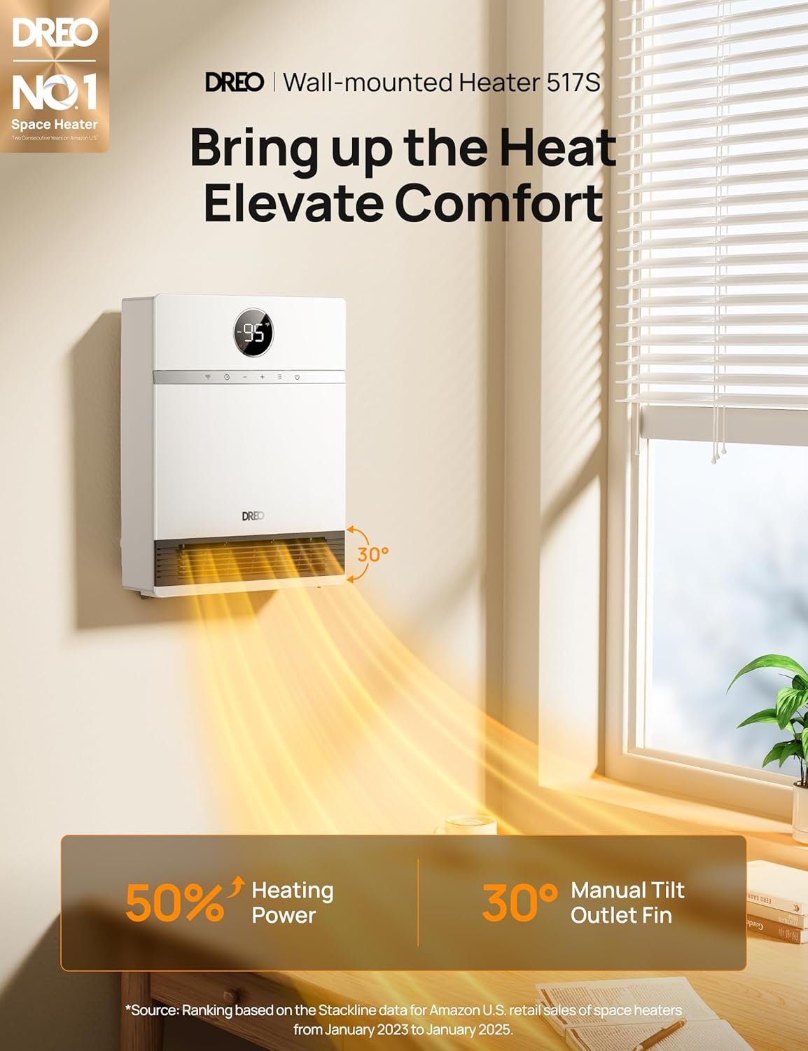 DREO Smart Electric Wall Heater for Indoor Use, Works with Alexa,Large Room - Image 2