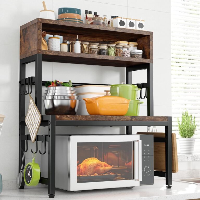 EnHomee 4-Tier Microwave Stand for Countertop Storage, Brown