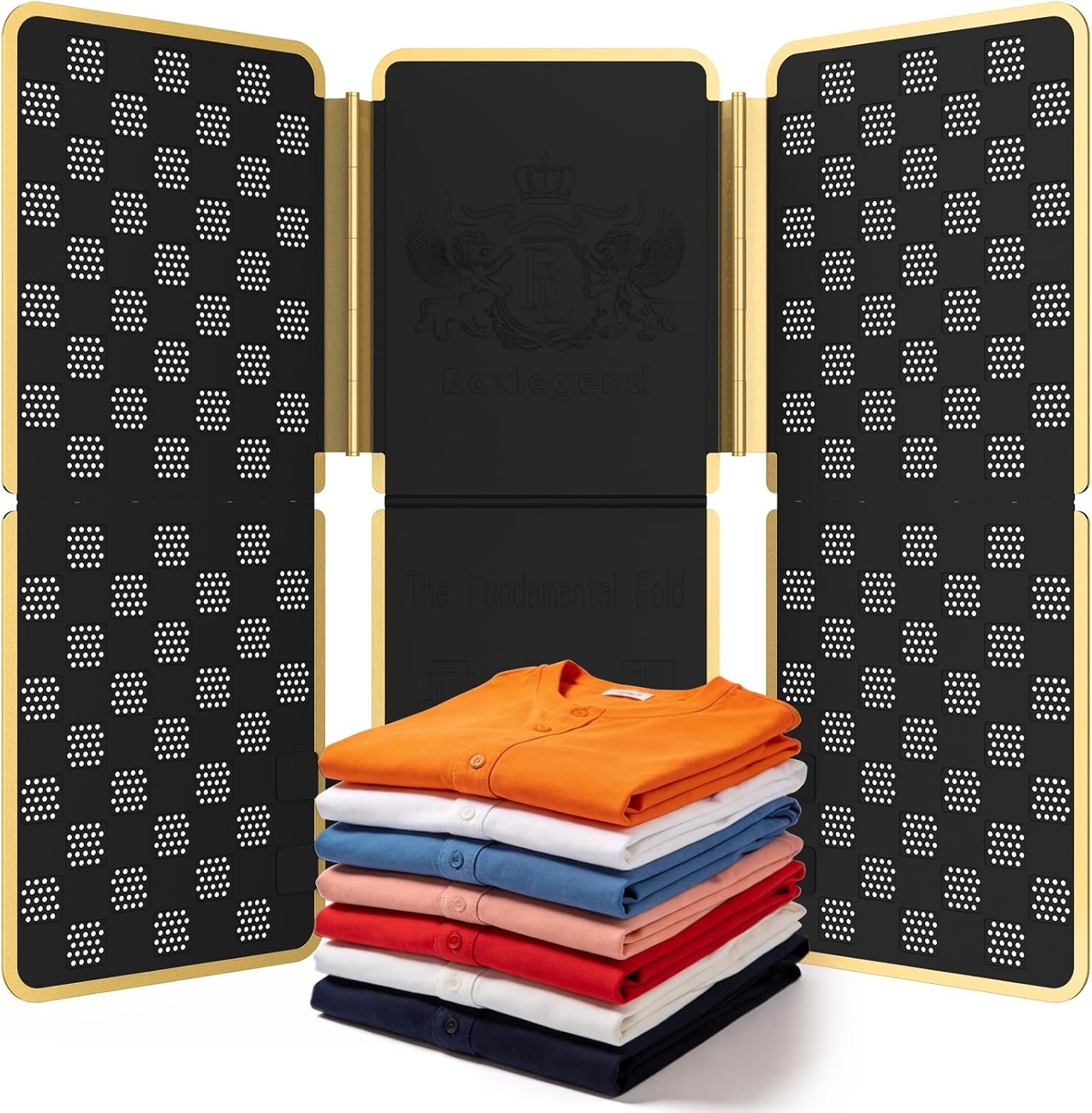BoxLegend Shirt Folder V7 Metal for Wear Resistance Clothes Folding Board Storage Tshirt Folder Board Metal Edging and Joints Laundry Folding Board Black