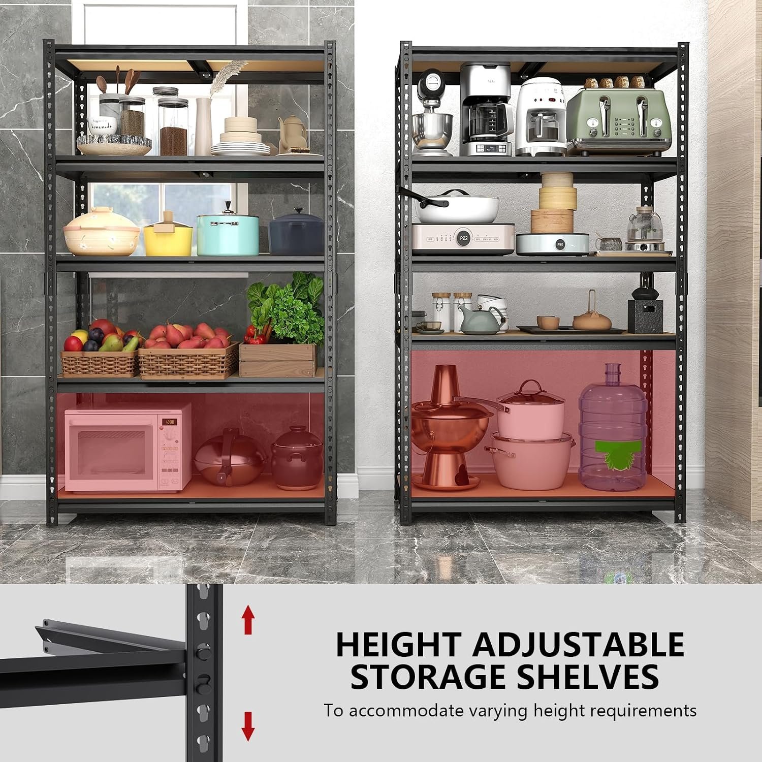 72" H Storage Shelves,Storage Shelves Heavy Duty,2400LBS Metal Shelving Units,Adjustable Garage Shelving Heavy Duty for Garage Storage,Warehouse,16"x35.5"x72 - Image 6