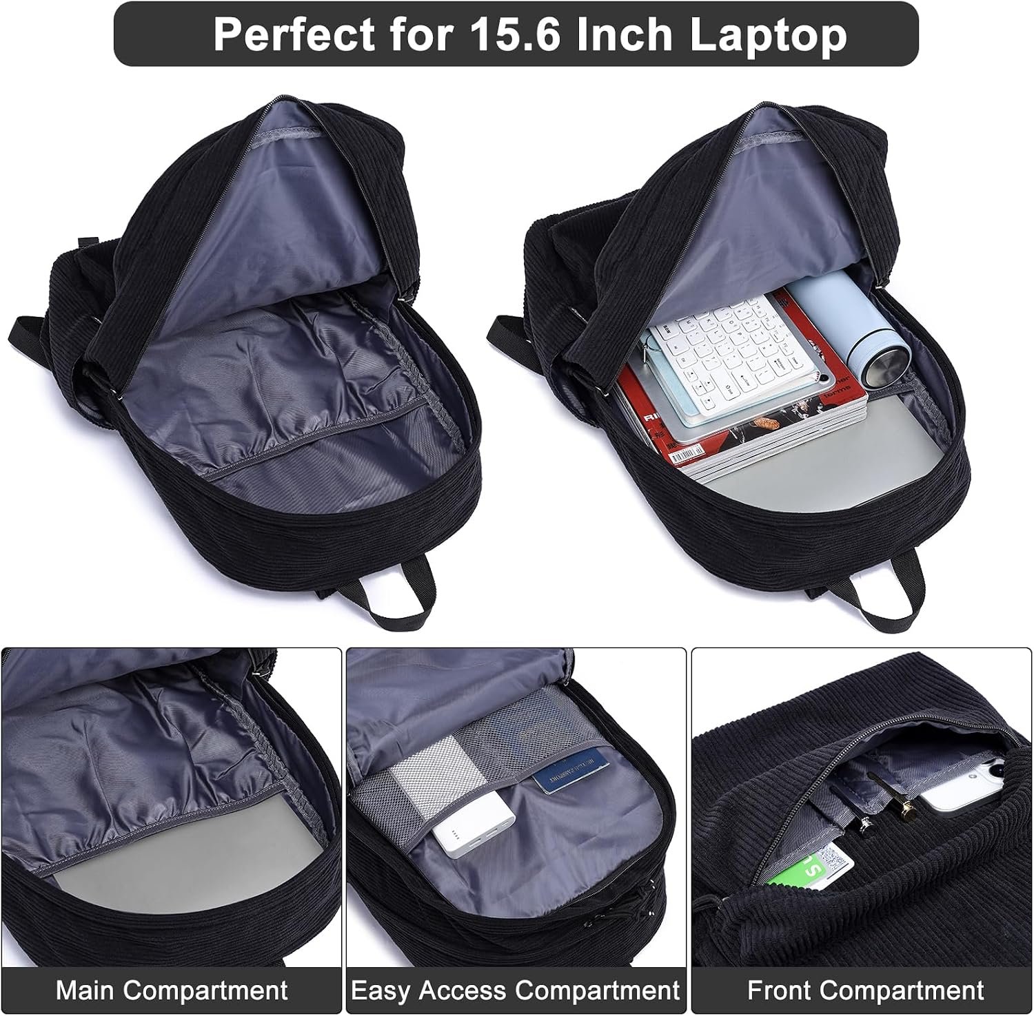 ZUBOND Backpack for School Boys and Girls, Lightweight School Bookbag for Teens, College Students Women & Men, Cute Large Laptop Backpack Fits 15.6 Inch Notebook - Image 3