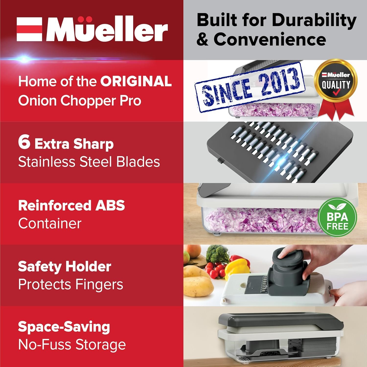 Mueller Vegetable Chopper Mandoline Slicer, Food Veggie Chopper - Image 2