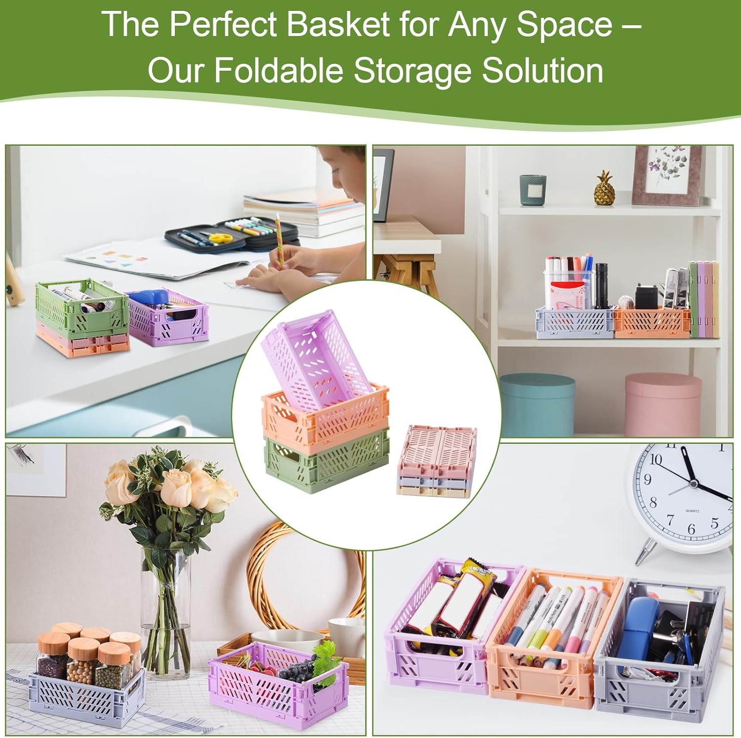 HUUSMOT 6-Pack Collapsible Small Plastic Storage Baskets, 5.9"x3.8"x2.2" - Image 5