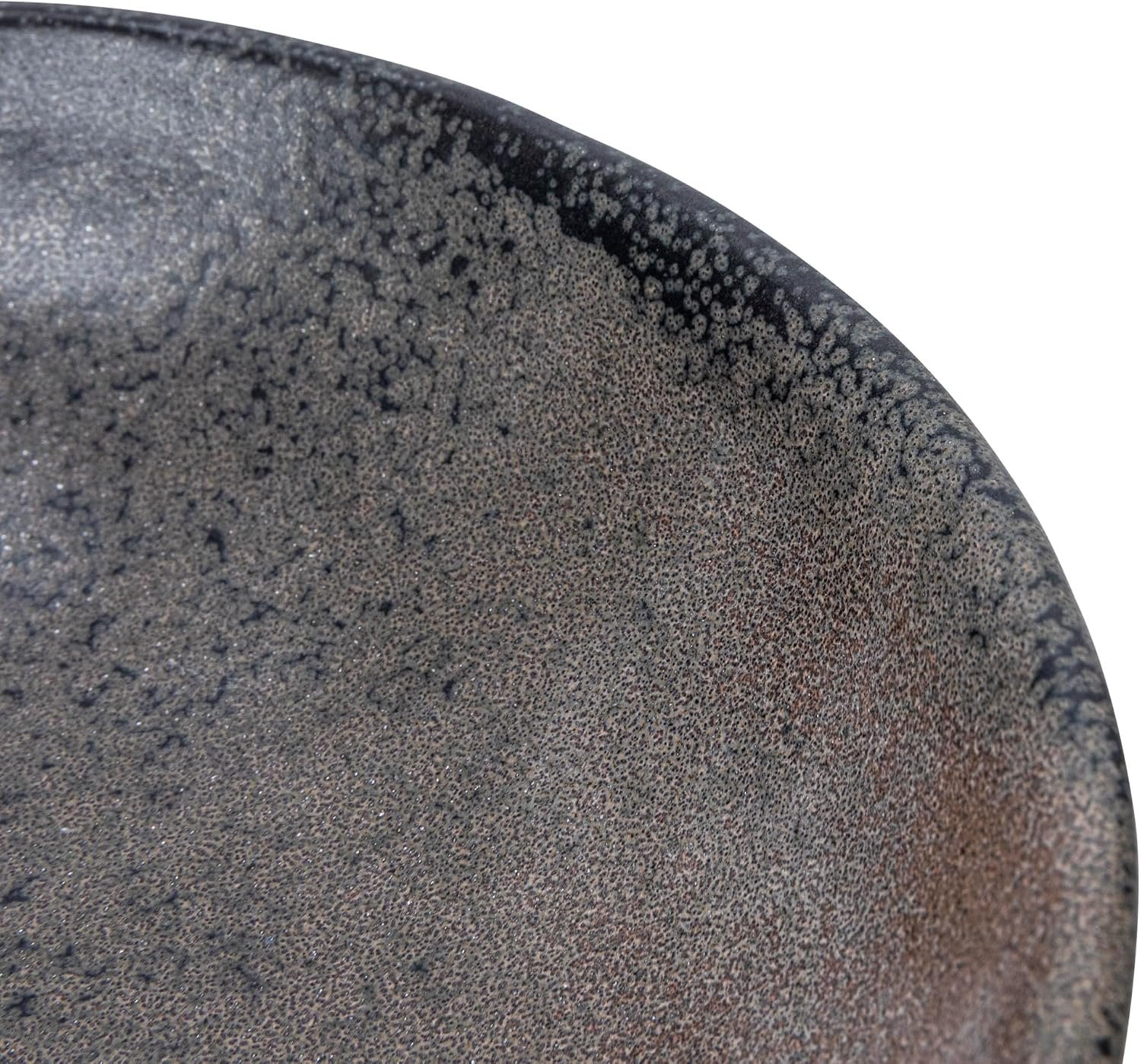 Creative Co-Op Stoneware Bowl with Handle and Base, Black Reactive Glaze - Image 5