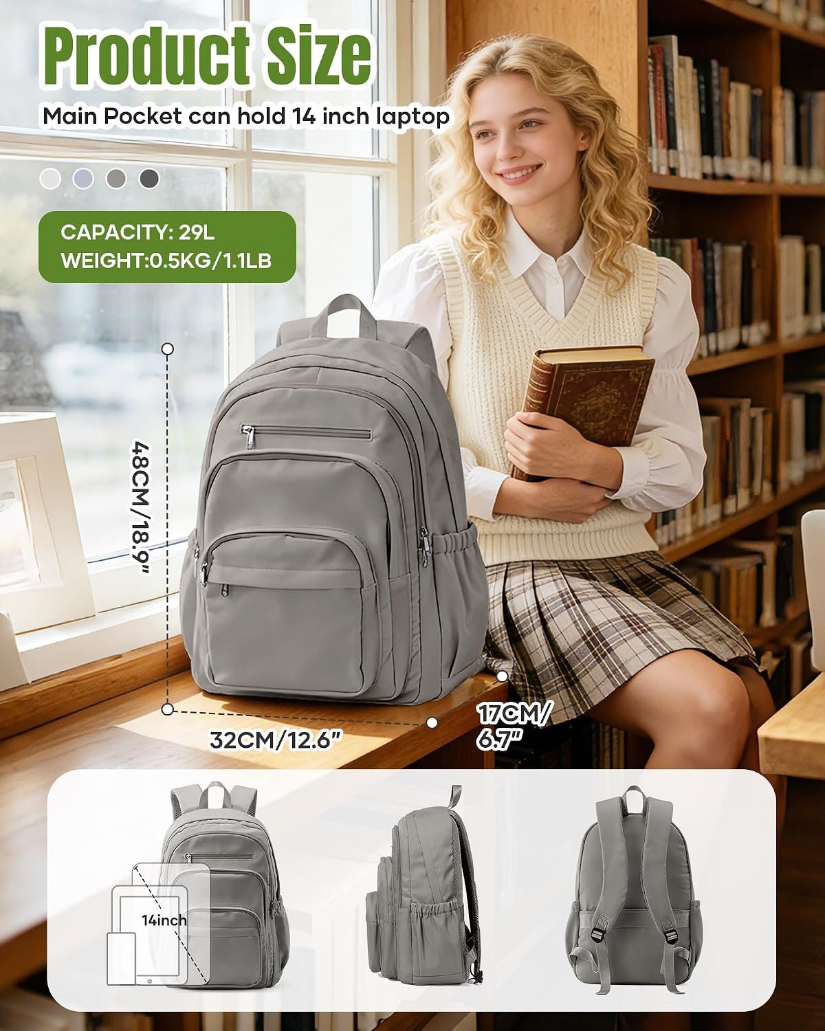 High School Backpack Women, College Backpack, School Bookbag For Boys Girls - Image 2