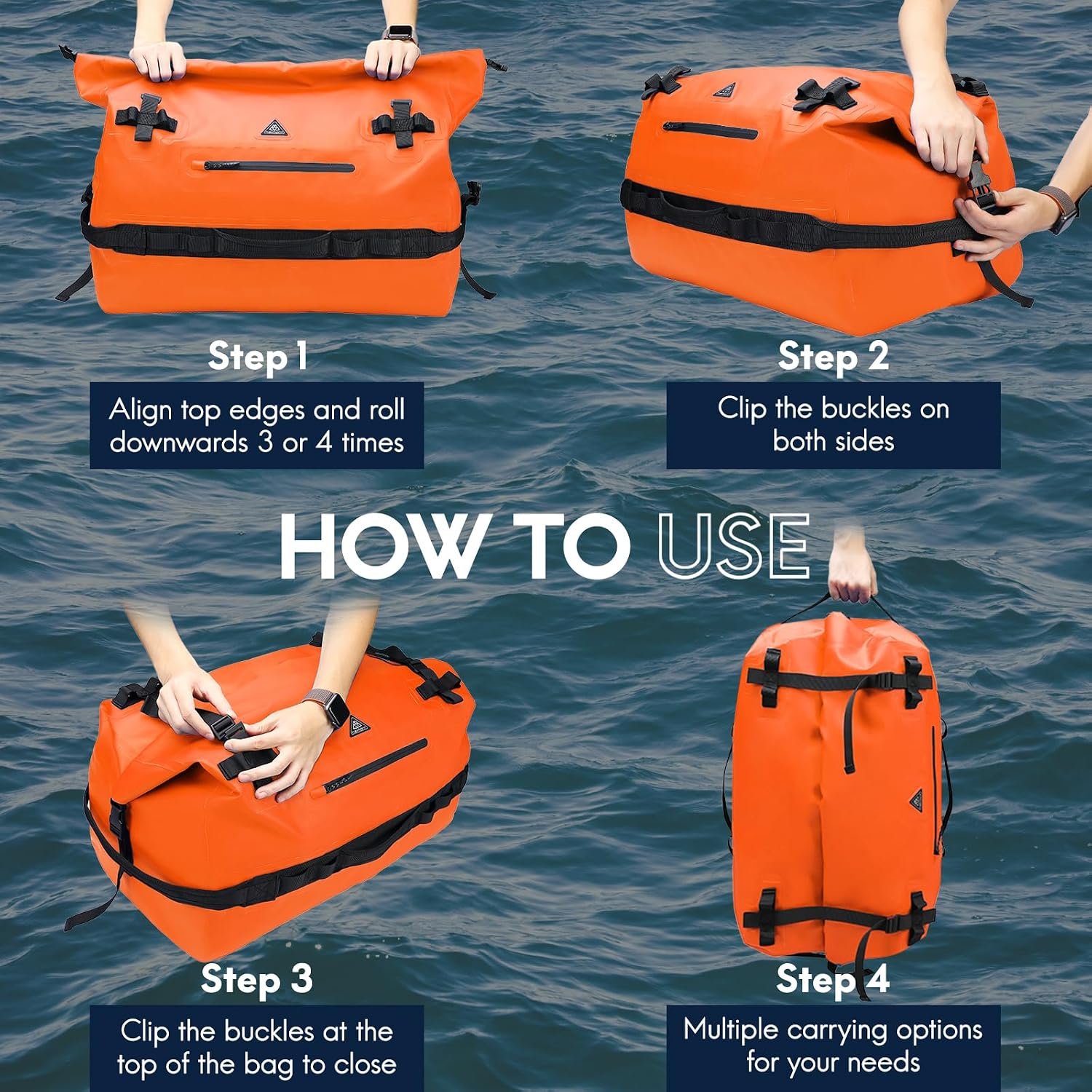 Haimont IPX7 Waterproof Roll-Top Dry Duffel Backpack Bag - Image 8