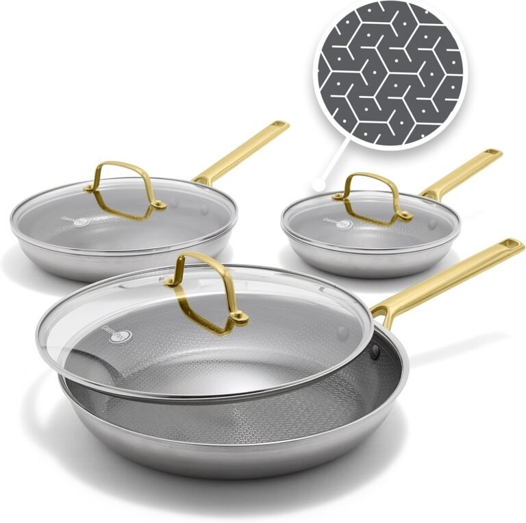 GreenPan Hybrid 6 Piece (8",10" & 12") Stainless Steel Skillets with Lids