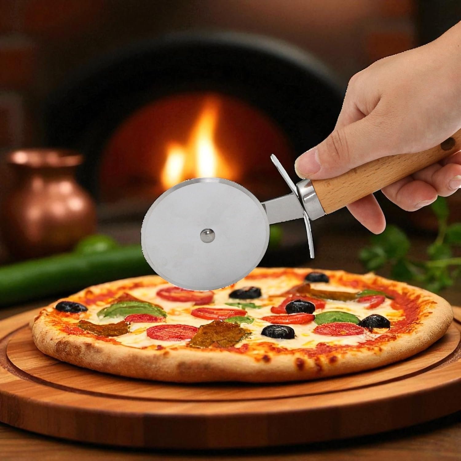 Stainless Steel Kitchen Gadget Set – 9 PCS Western Cooking Utensil & Tool with Wooden Handle: Pizza Cutter, Garlic Press, Can and Bottle Opener, Ice Cream Scoop, Peeler, Cheese Grater and Knife, Whisk - Image 8
