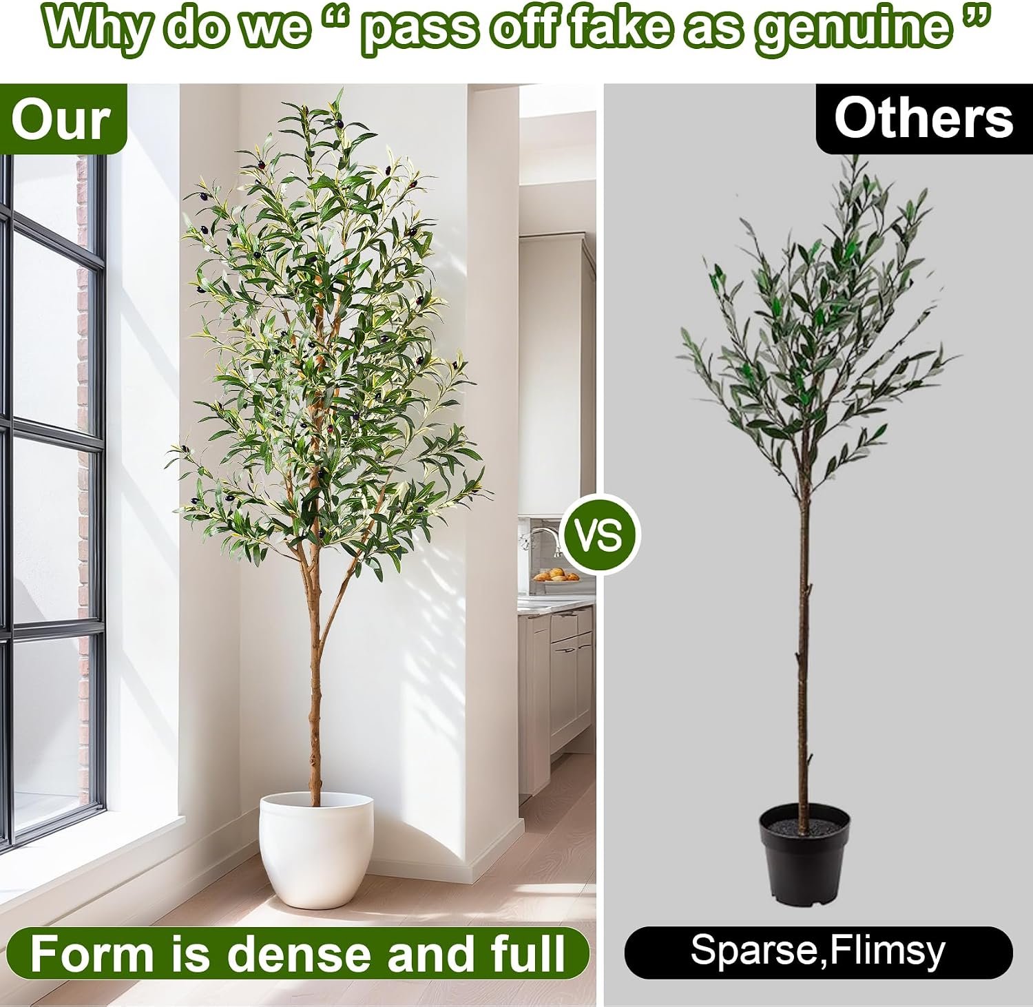 Tall Fake Olives Trees Large Artificial Olive Tree Indoor Outdoor Realistic Floor Plant Faux Flowers Plants for House Home Living Room Bedroom Office Front Porch Modern Farmhouse Boho Decor - Image 3