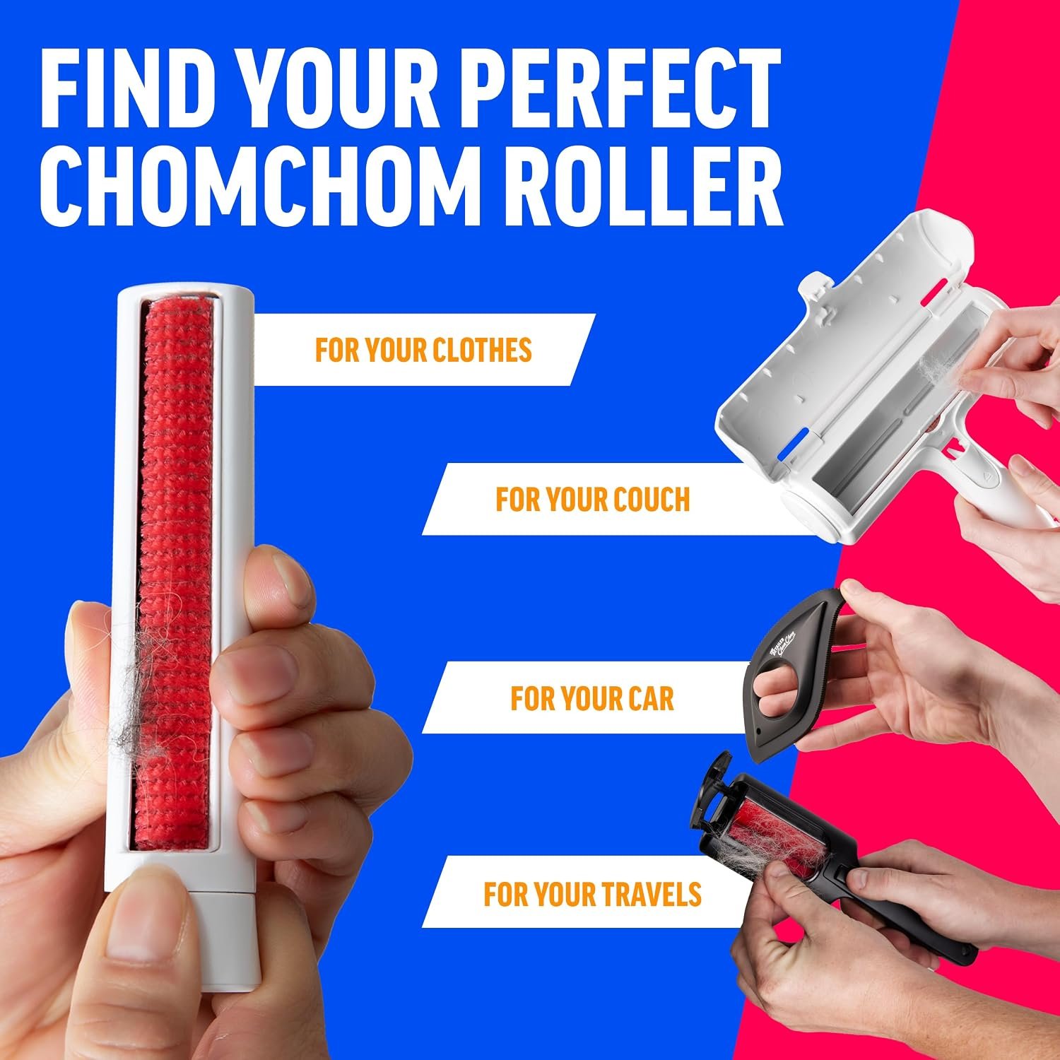ChomChom Roller & Rake – Reusable Pet Hair Removal Roller with Rake Attachment for Cat & Dog Fur on Furniture, Couch, Carpet, Car, Rugs, Bedding & More– Portable, Eco-Friendly - Image 8
