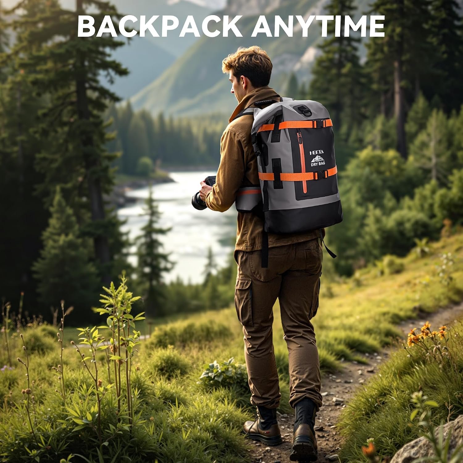 HEETA Dry Bags Waterproof Backpack 40L for Men & Women, Roll Top Heavy Duty - Image 8