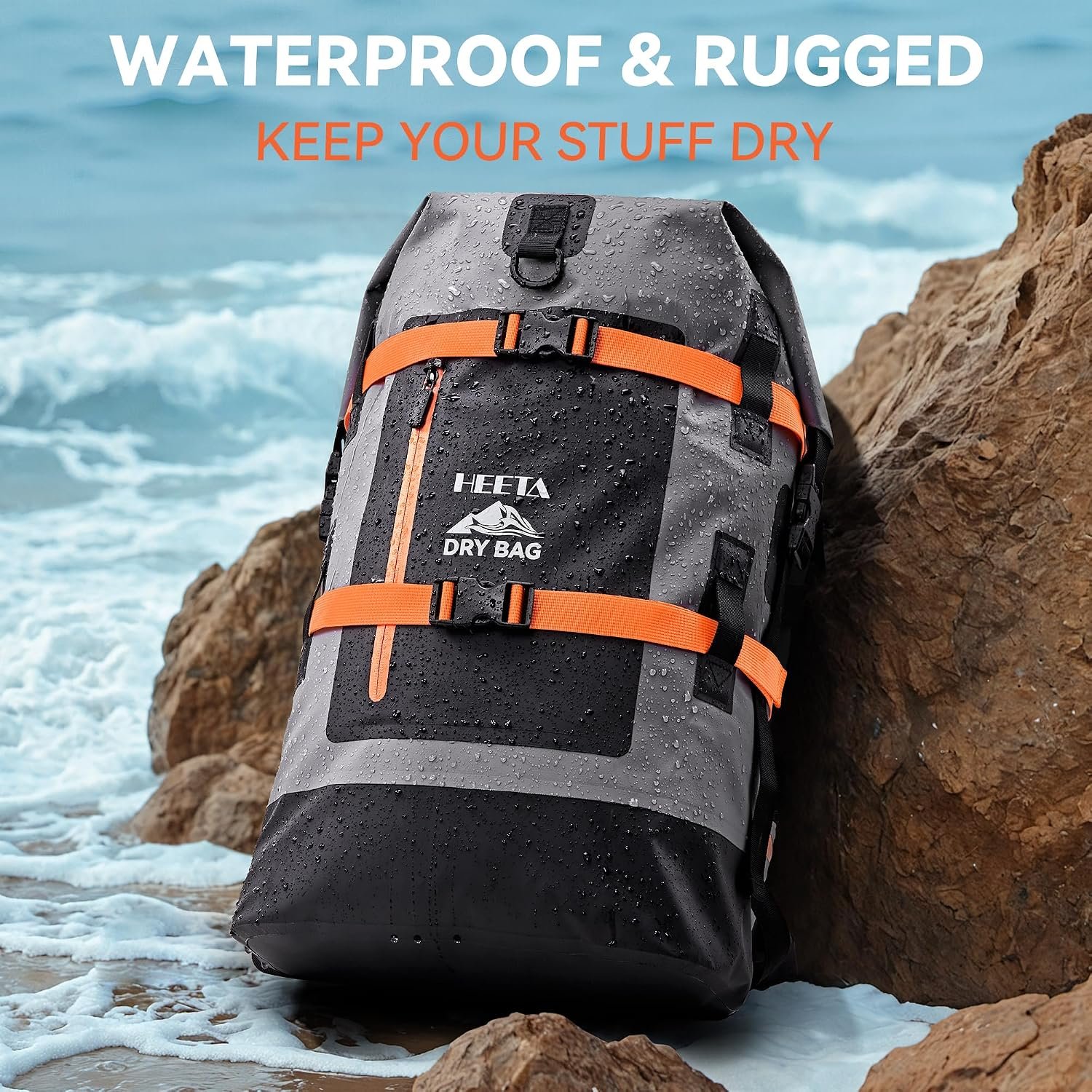HEETA Dry Bags Waterproof Backpack 40L for Men & Women, Roll Top Heavy Duty - Image 2