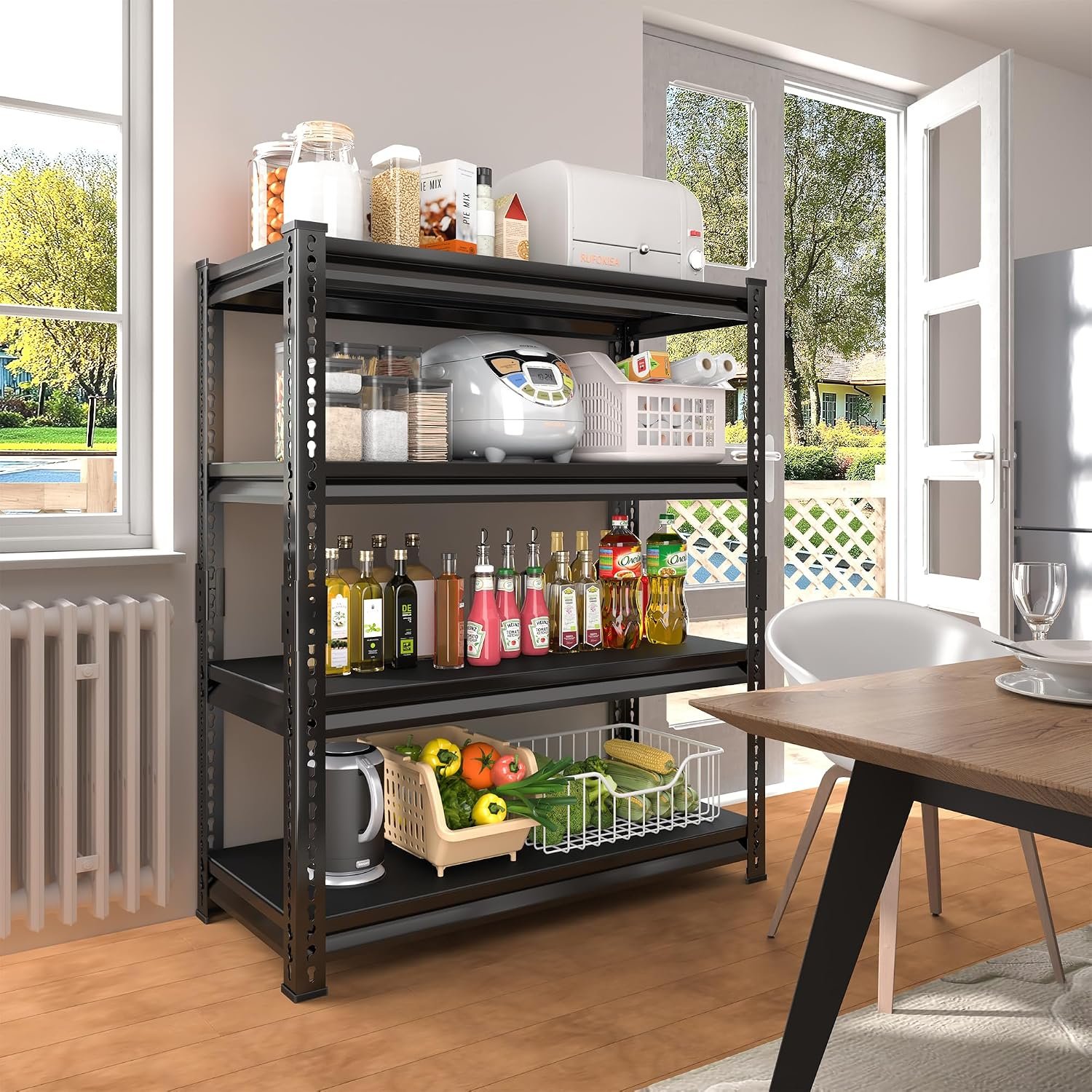 40" W Garage Shelving Heavy Duty,1800LBS Loads Metal Shelving Units and Storage,4-Tier Garage Storage Shelves Heavy Duty, Industrial Utility Shelves,40”W x 16”D x 72”H(Black) - Image 8