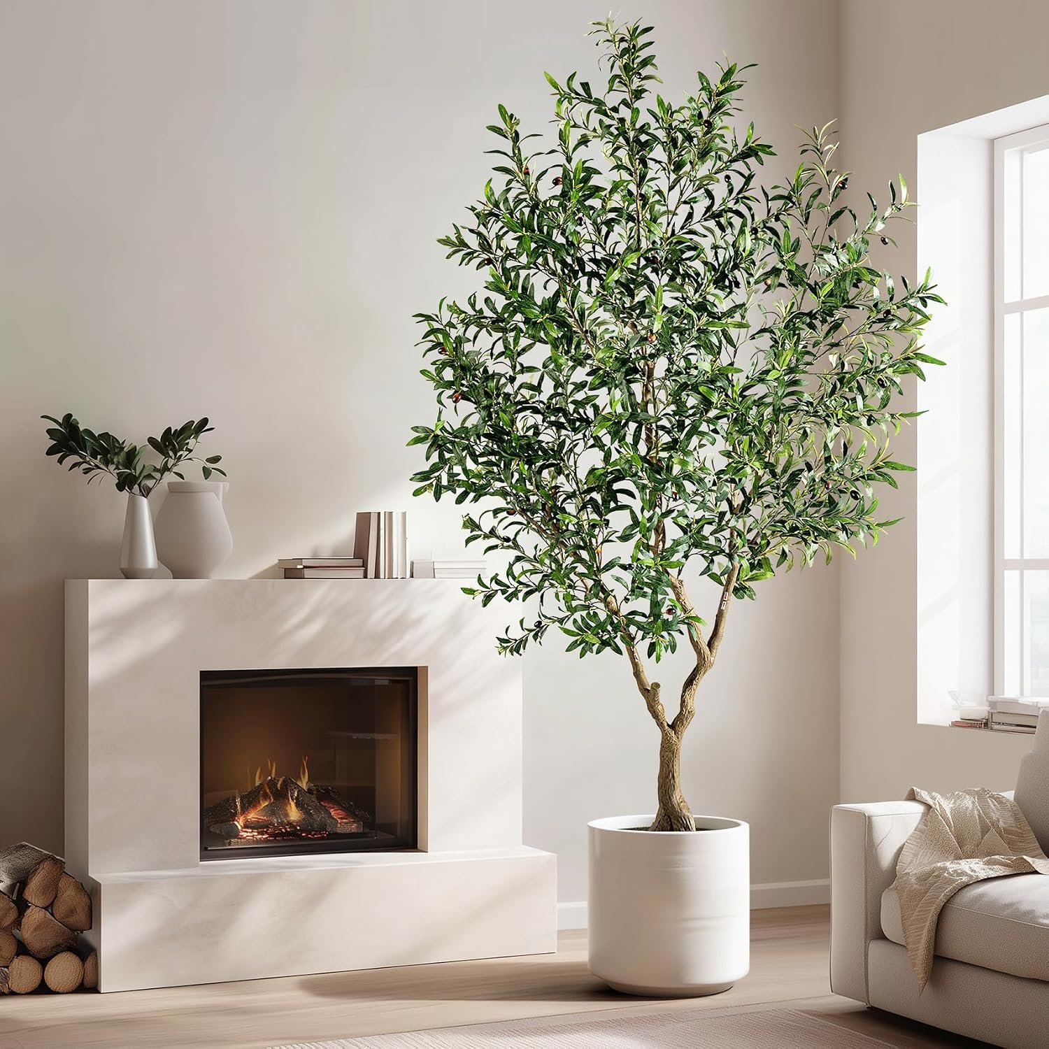 Large Faux Olive Tree Tall Artificial Trees with Pot Indoor Outdoor Realistic Floor Fake plantas for Home Living Room Bedroom Office Porch Outside Patio arboles para decoracion Housewarming Gift - Image 6