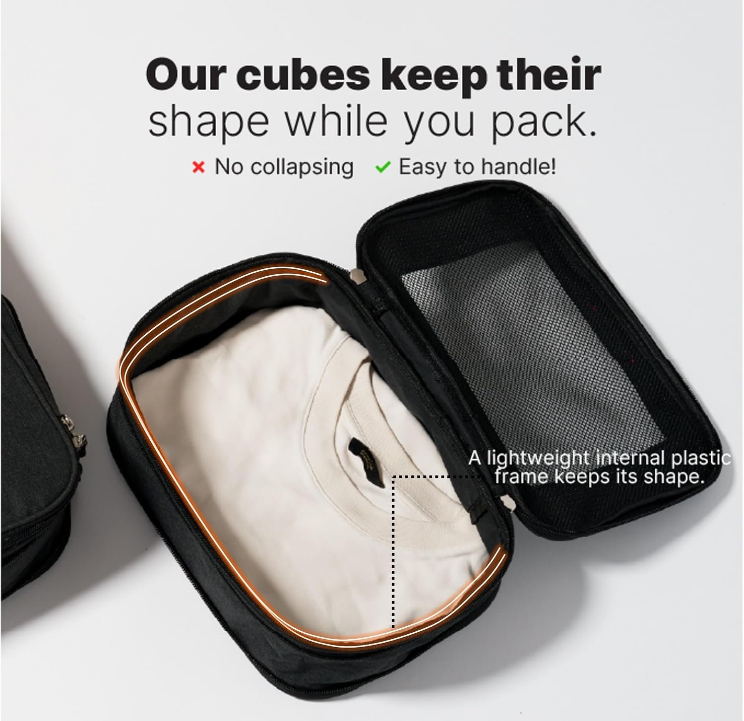 LeanTravel Premium Compression Packing Cubes for Travel - Suitcase Organizer Bags with Double Zipper & Breathable Mesh Panel - Space Saving Carry On Luggage Essentials (6-Pack, Black) - Image 3