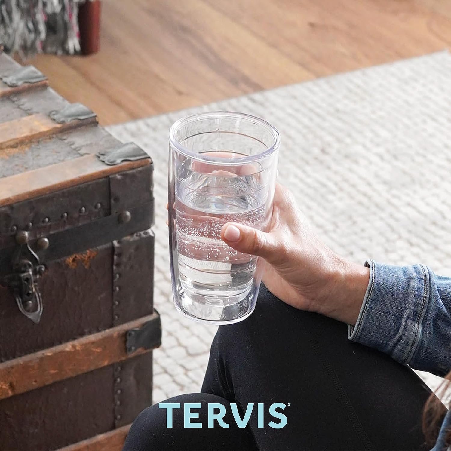 Tervis Clear & Colorful Tabletop Made in USA Double Walled Insulated Tumbler Travel Cup Keeps Drinks Cold & Hot, 16oz - 4pk, Clear - Image 8