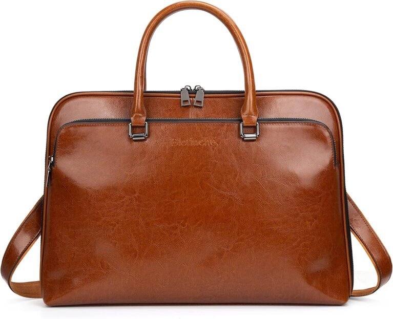 Blofinche Laptop Messenger shoulder bag: Genuine Leather work Briefcase 13.3 15.6 inch designer Satchel handbag