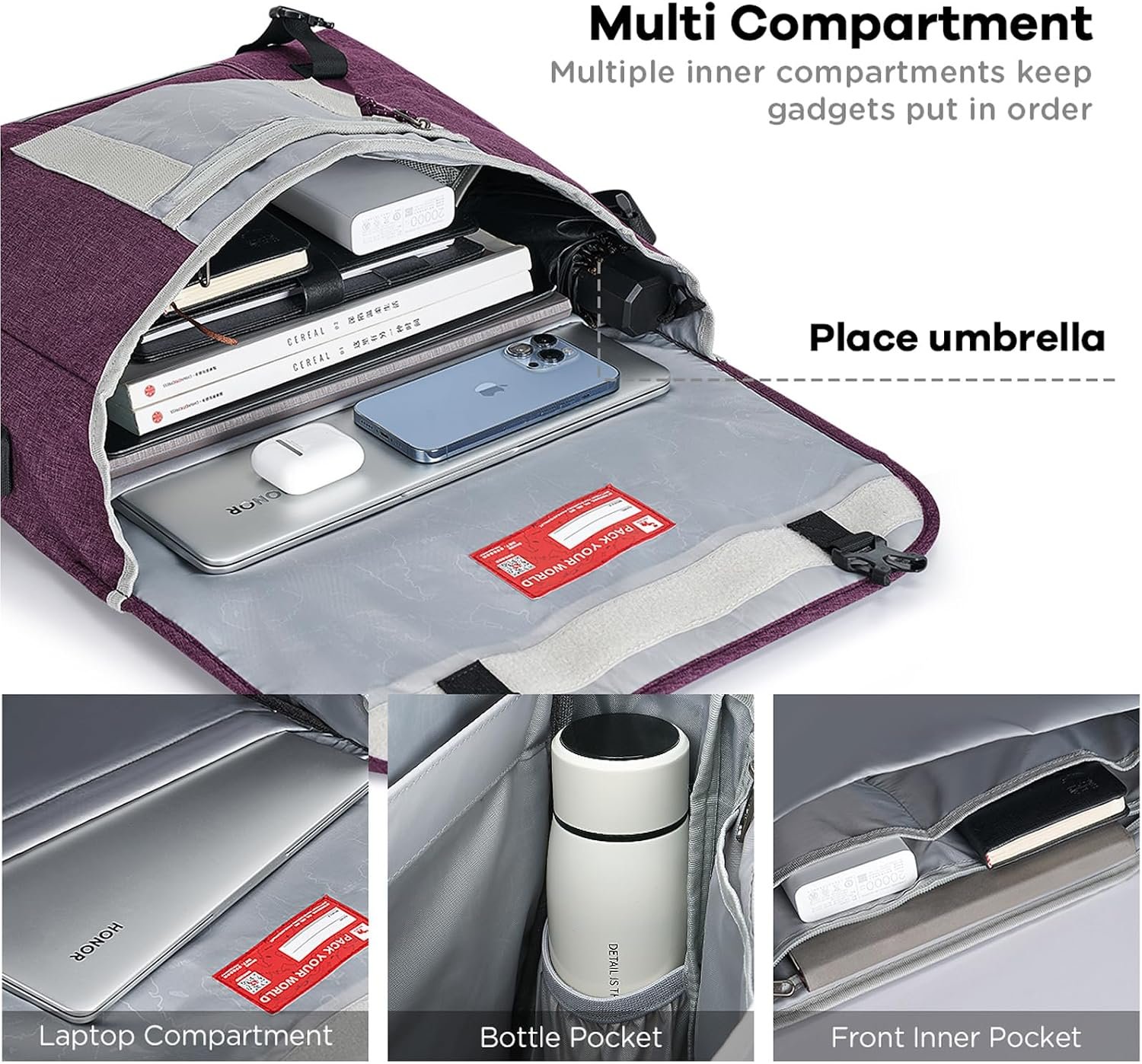 OIWAS Messenger Bag for Women, 17 Inch Laptop Crossbody Bags Men Casual Satchel Shoulder Bag College Travel Office Briefcase - Image 4