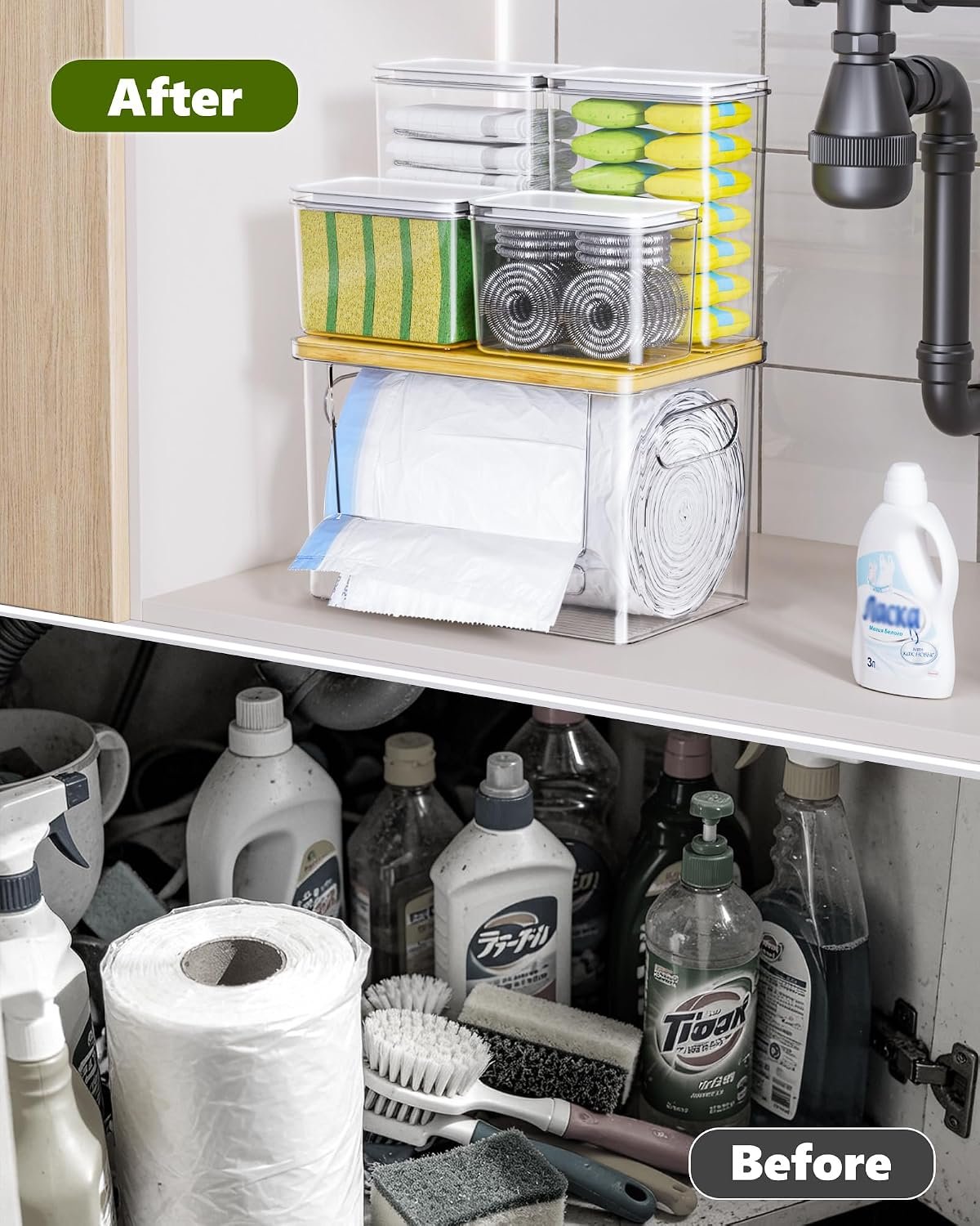 iCASA 5 in 1 Trash Bag Holder Dispenser Dishwasher & Laundry Pods Container - Image 5