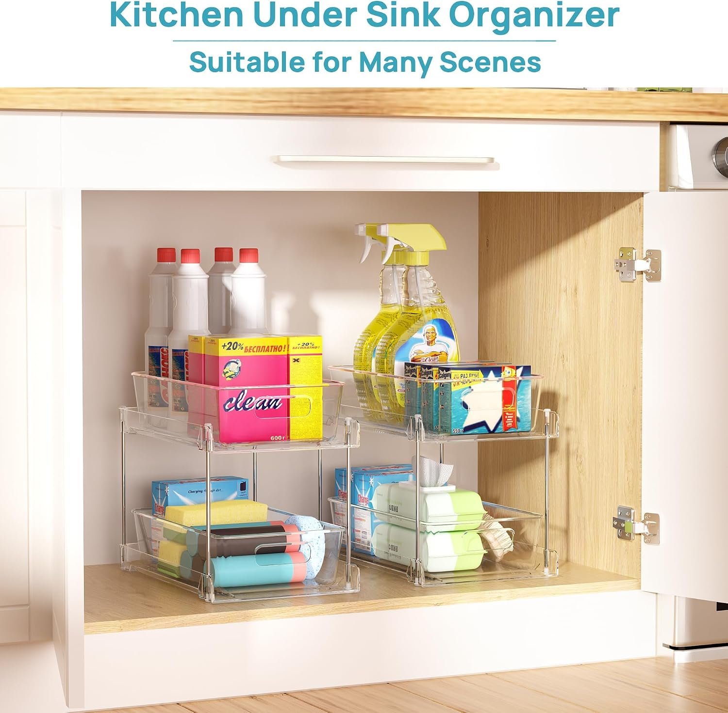 Vtopmart 4 Pack Pull Out Bathroom Under Sink Organizer (S-Standard) - Image 6