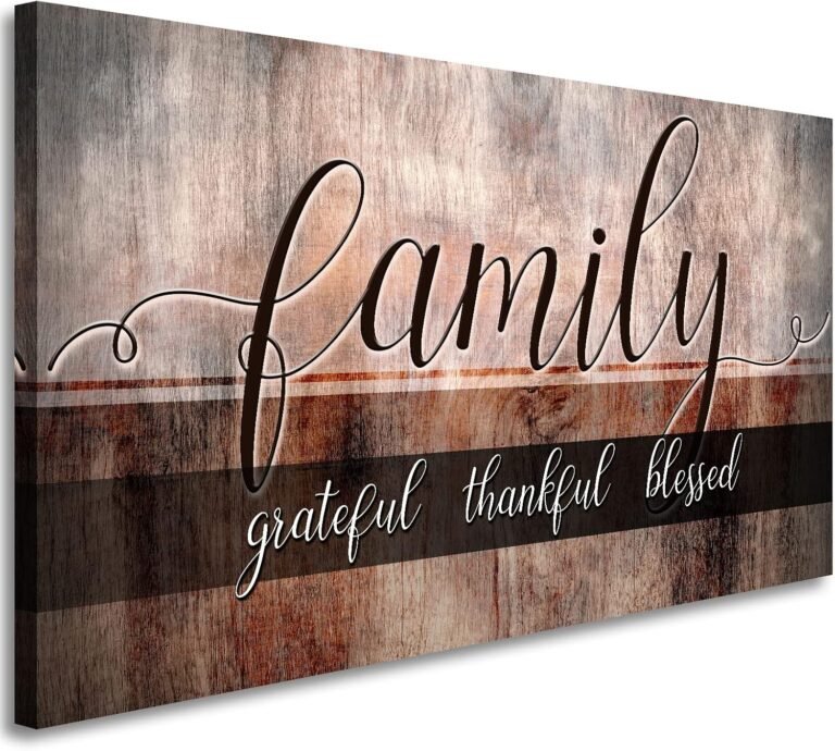 Canvas Wall Art for Living Room-Family Grateful Thankful Blessed-Christian Wall Decor-Family Signs Canvas Prints-Blessed Wall Decor-Artwork Framed Painting Home Decoration Ready to Hang 20"x40"