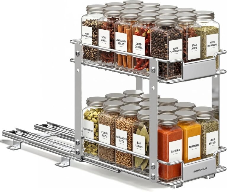SONGMICS Thick Steel Pull Out Spice Rack, Ball Bearing Glide