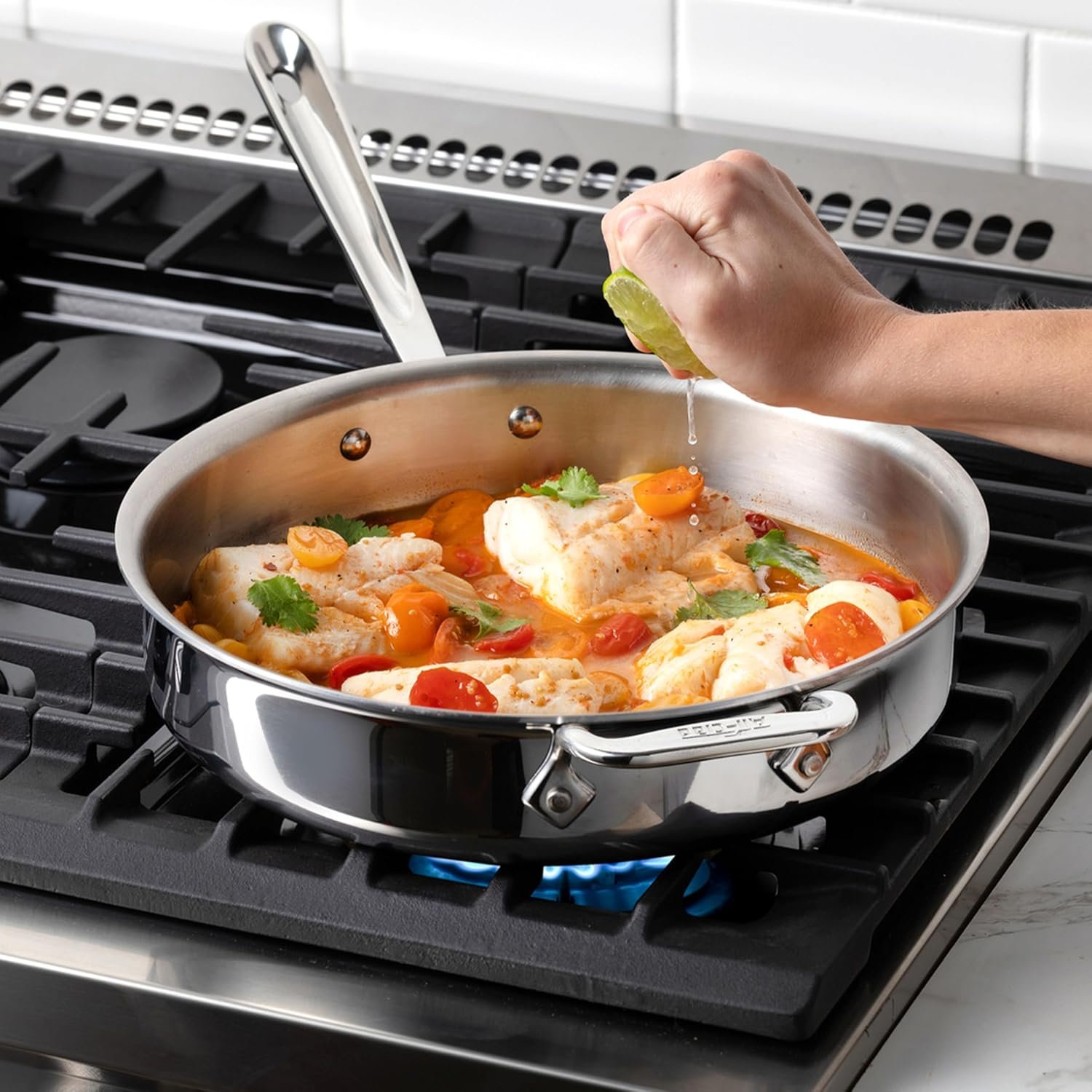 All-Clad D3® Stainless Steel 10 Piece Cookware Set- Made in USA- Includes Frying Pans, Saucepan, Sautépan, Stockpot - Professional Grade -Oven Safe & Induction Compatible - Image 6