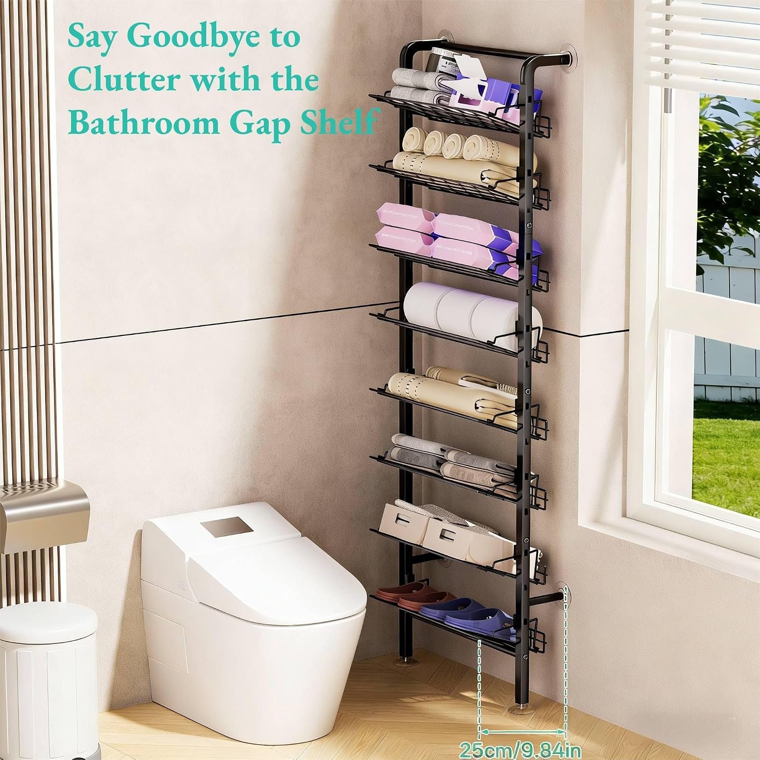 DTUQYX Over Door Shoe Rack - 8 Tiers Adjustable Heavy Duty Metal Hanging Shoe Rack for Closet Door, Space Saving Wall Mounted Shoe Storage Organizer for Shoes & Accessories, 67.52"x17.91"x9.84" - Image 7