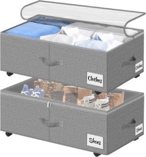 Under Bed Storage with Wheels, 2-Pa...