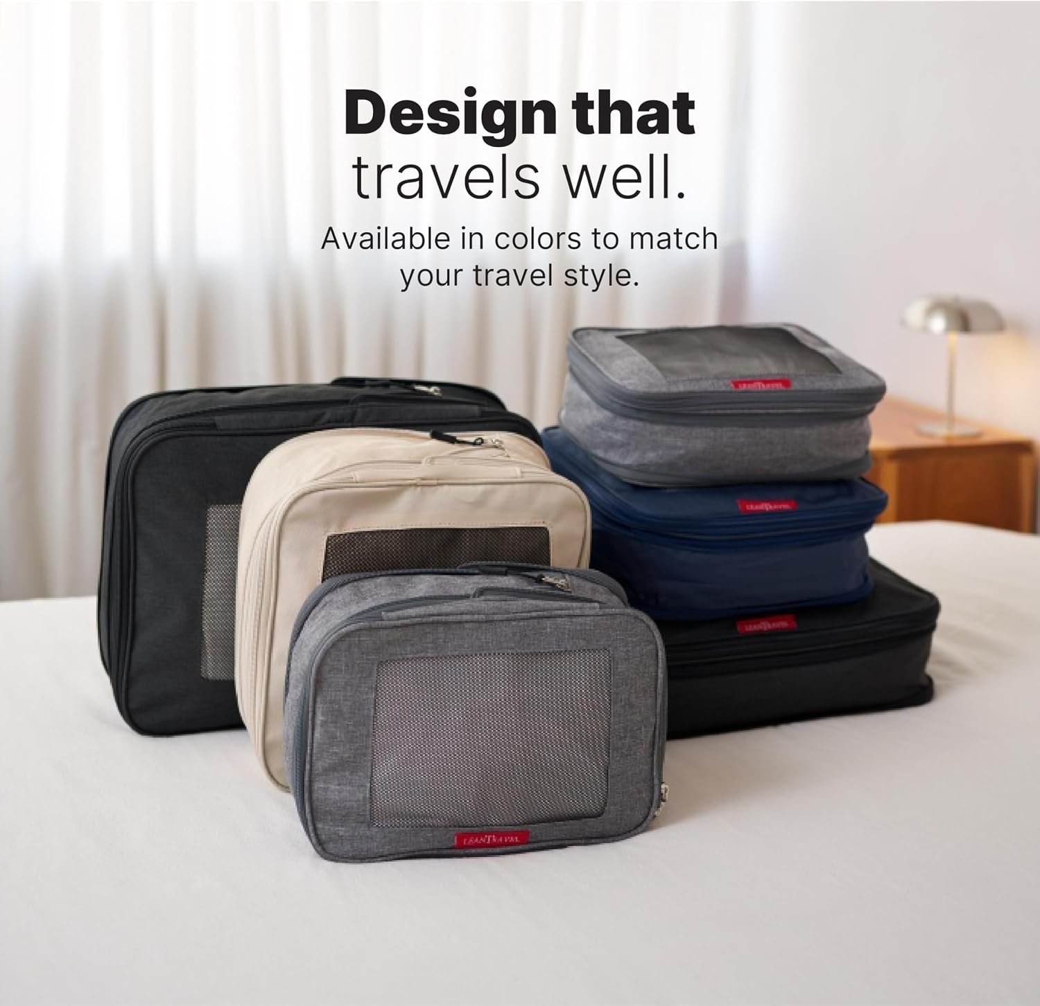 LeanTravel Premium Compression Packing Cubes for Travel - Suitcase Organizer Bags with Double Zipper & Breathable Mesh Panel - Space Saving Carry On Luggage Essentials (6-Pack, Black) - Image 6