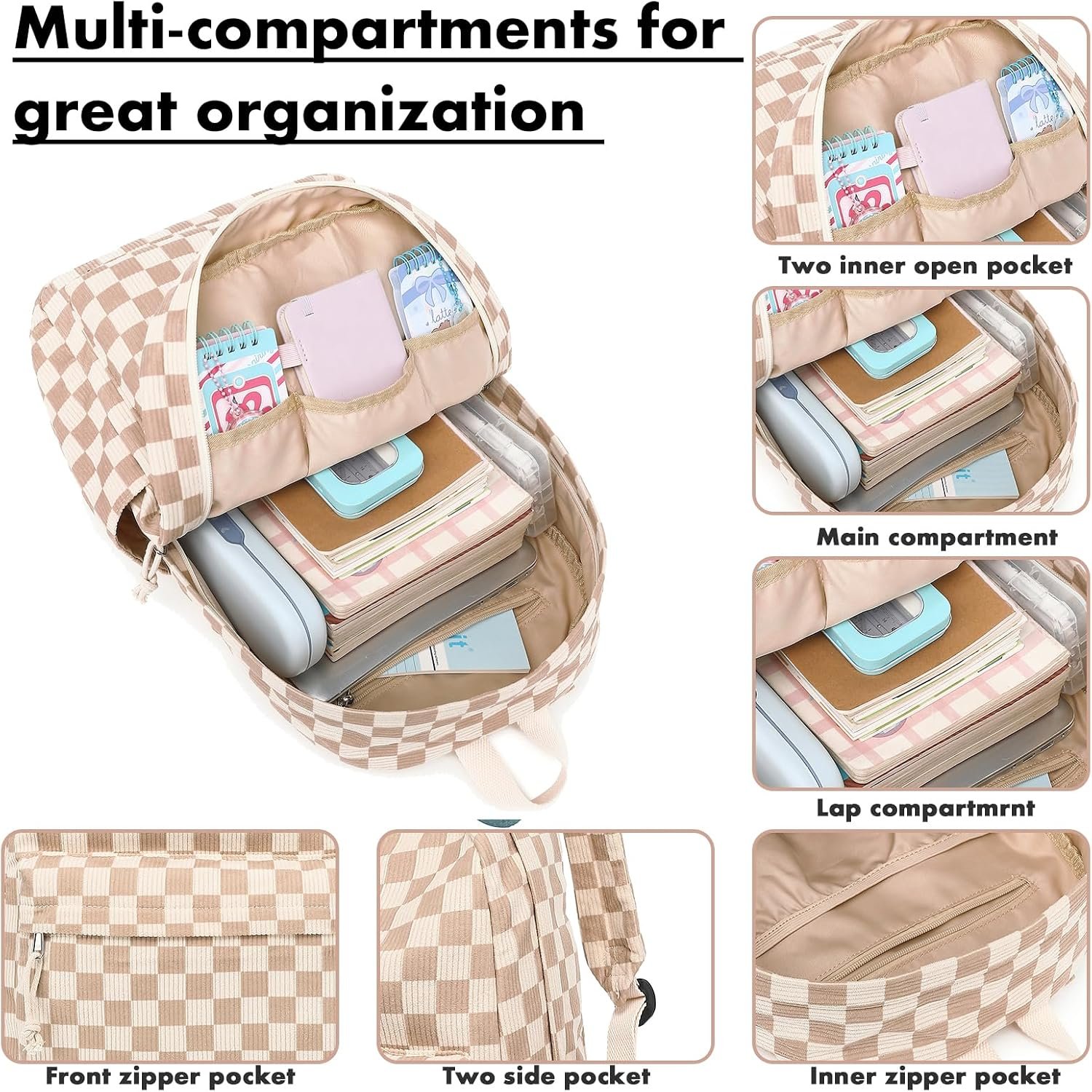 Bluboon School Backpack Set Girls Womens Laptop Bookbag Casual Daypack Fits 15 inch Laptop with Lunch Tote Bag and Pencil Bag - Image 6