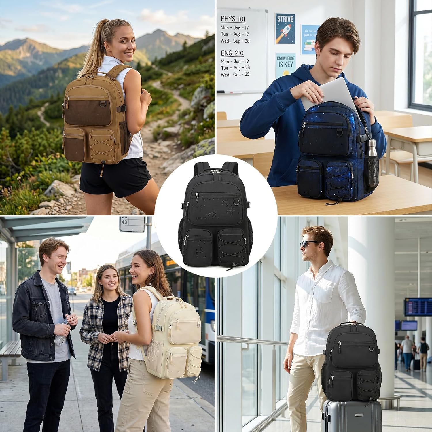 Lohol Water Resistant Backpack with Mulitiple Pockets for School Travel Outdoor College, 15.6 inch Laptop Daypack for Men and Women (Blue) - Image 8