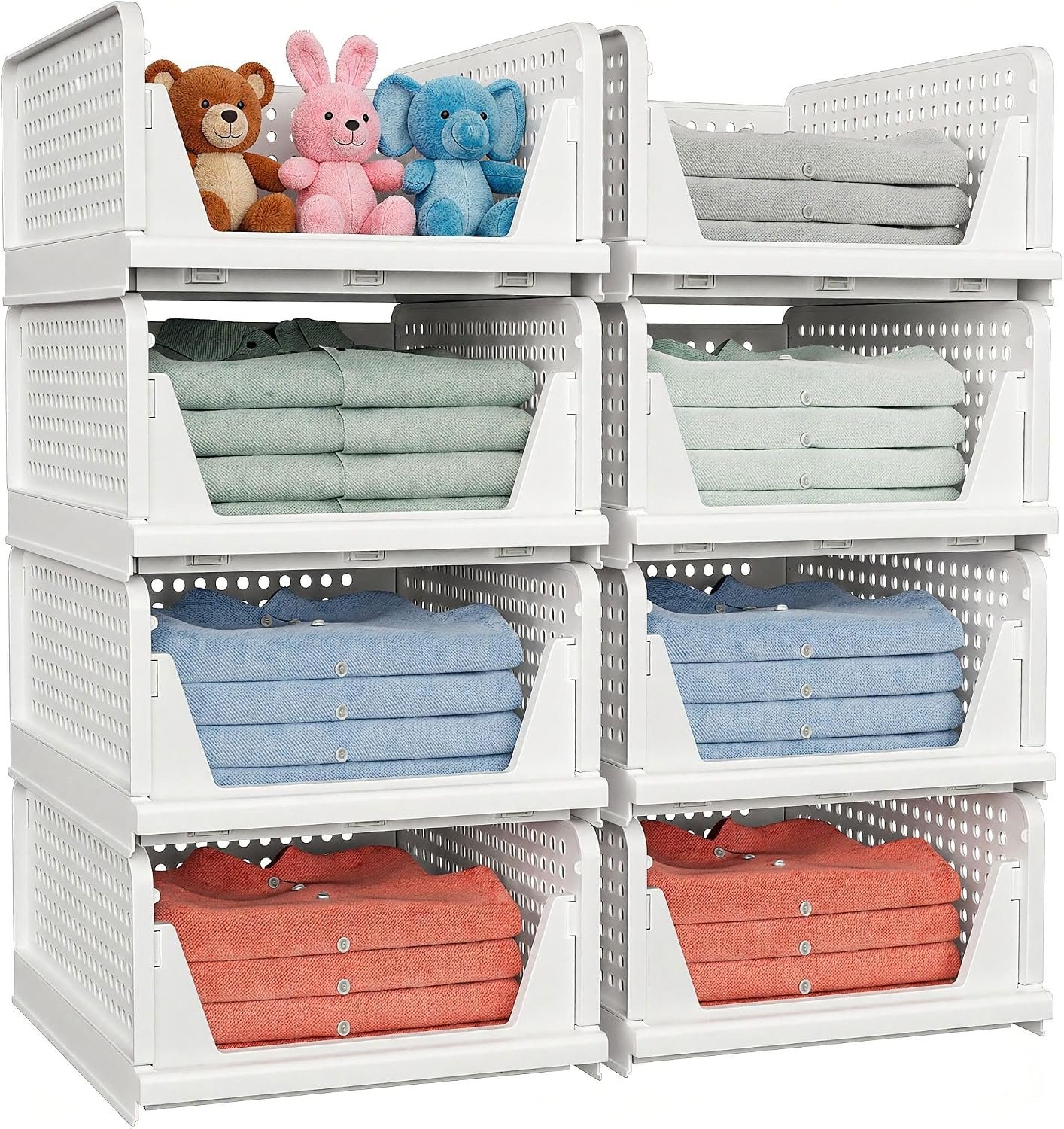 caktraie 4 Pack Stackable Closet Storage Basket - Stackable Storage Bins - Image 4