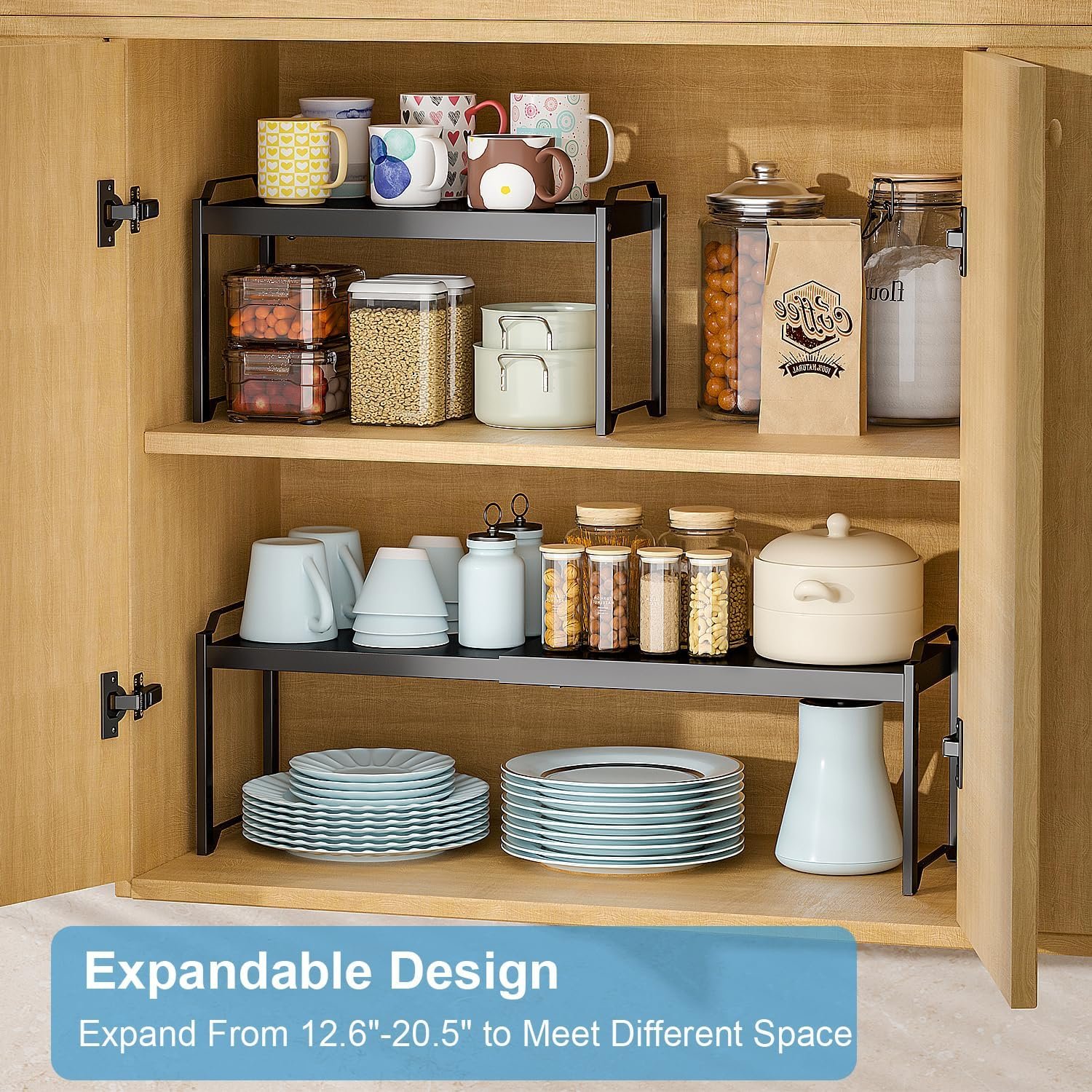 Expandable Cabinet Shelf Organizer, Adjustable kitchen Countertop Storage - Image 3